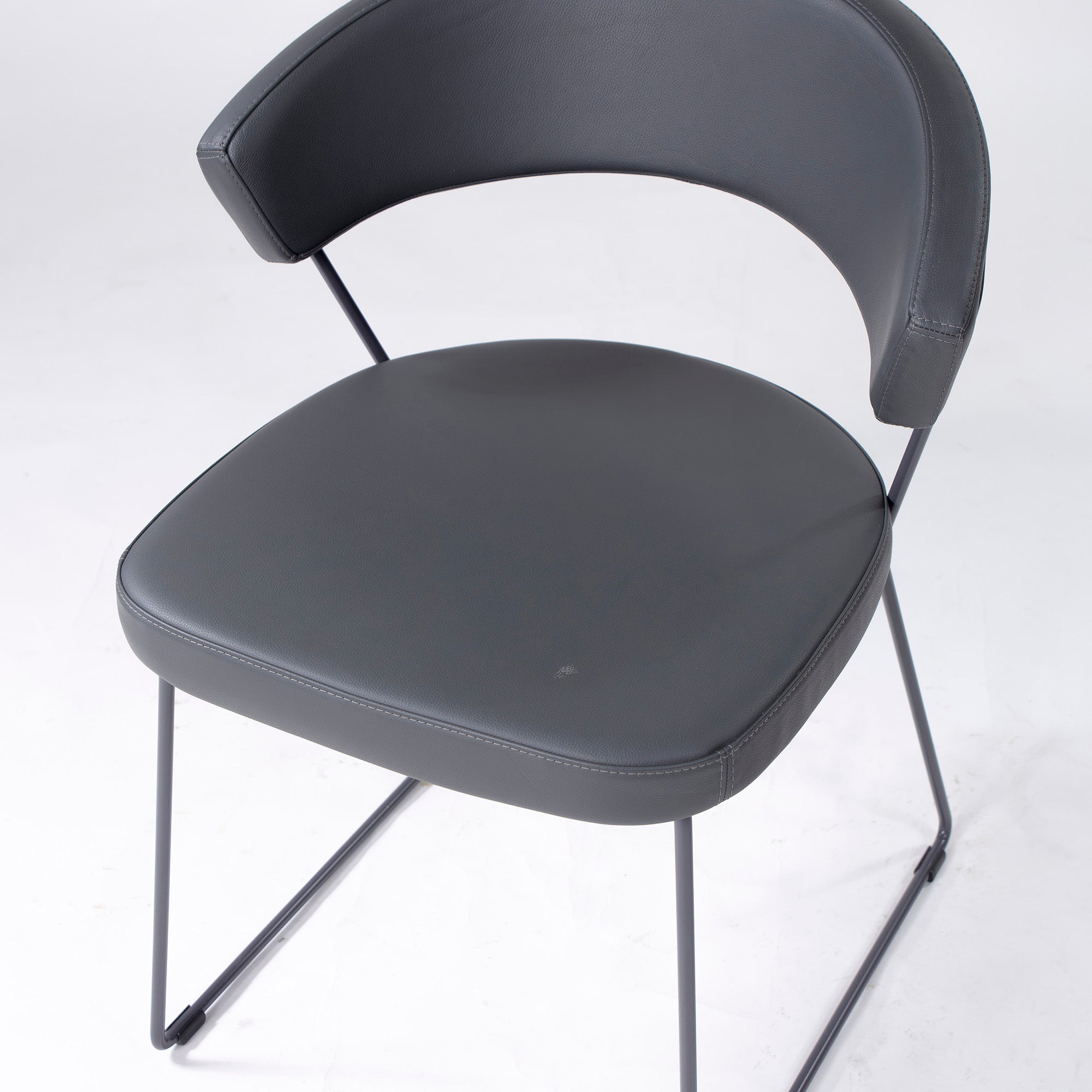 Calligaris Connubia NEW YORK CB1022 ダイニングチェア(4) 本革 レザー グレー