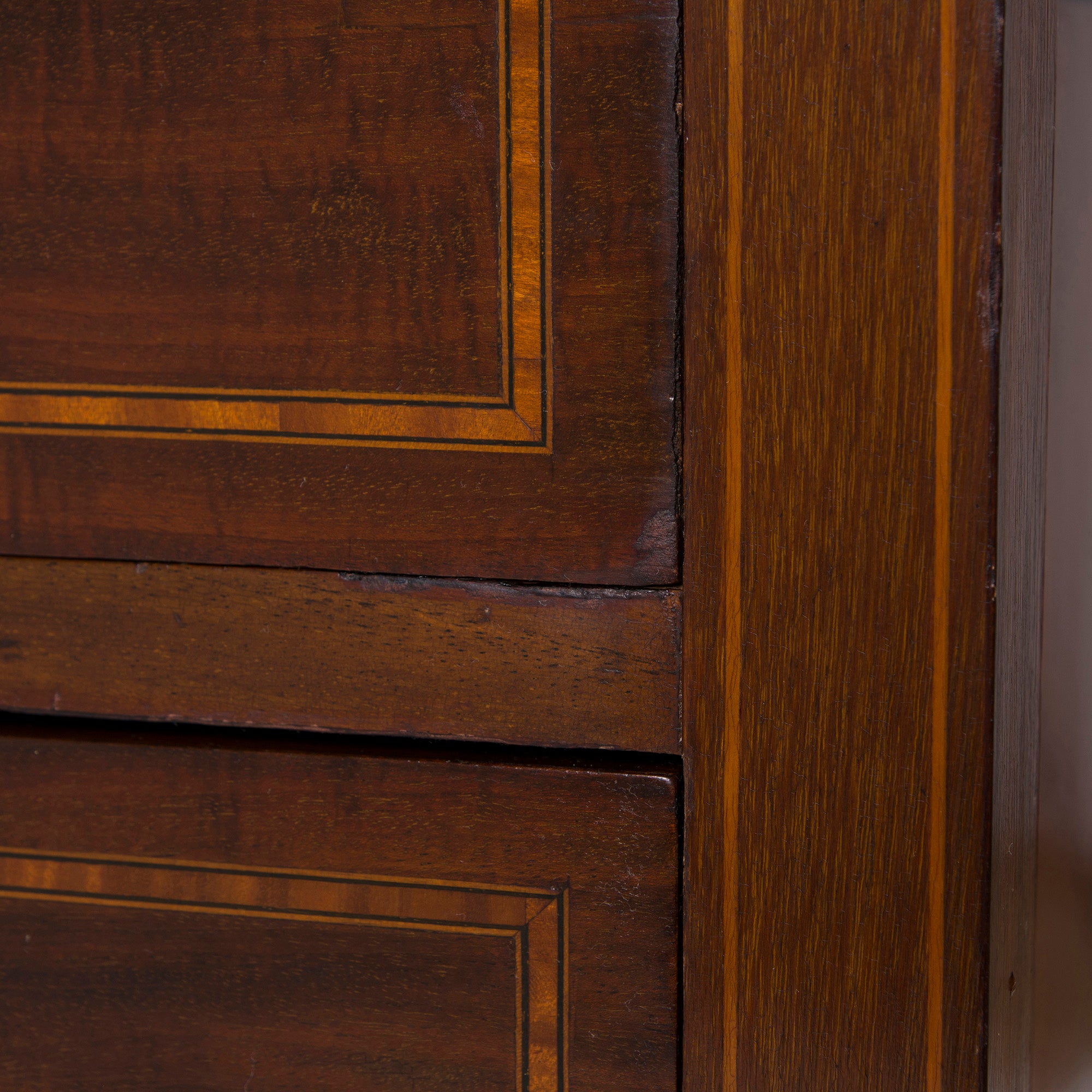◆Rare◆ British antique mirror back sideboard made of mahogany wood with inlay Classic console chest Storage furniture Living room storage Store fixtures