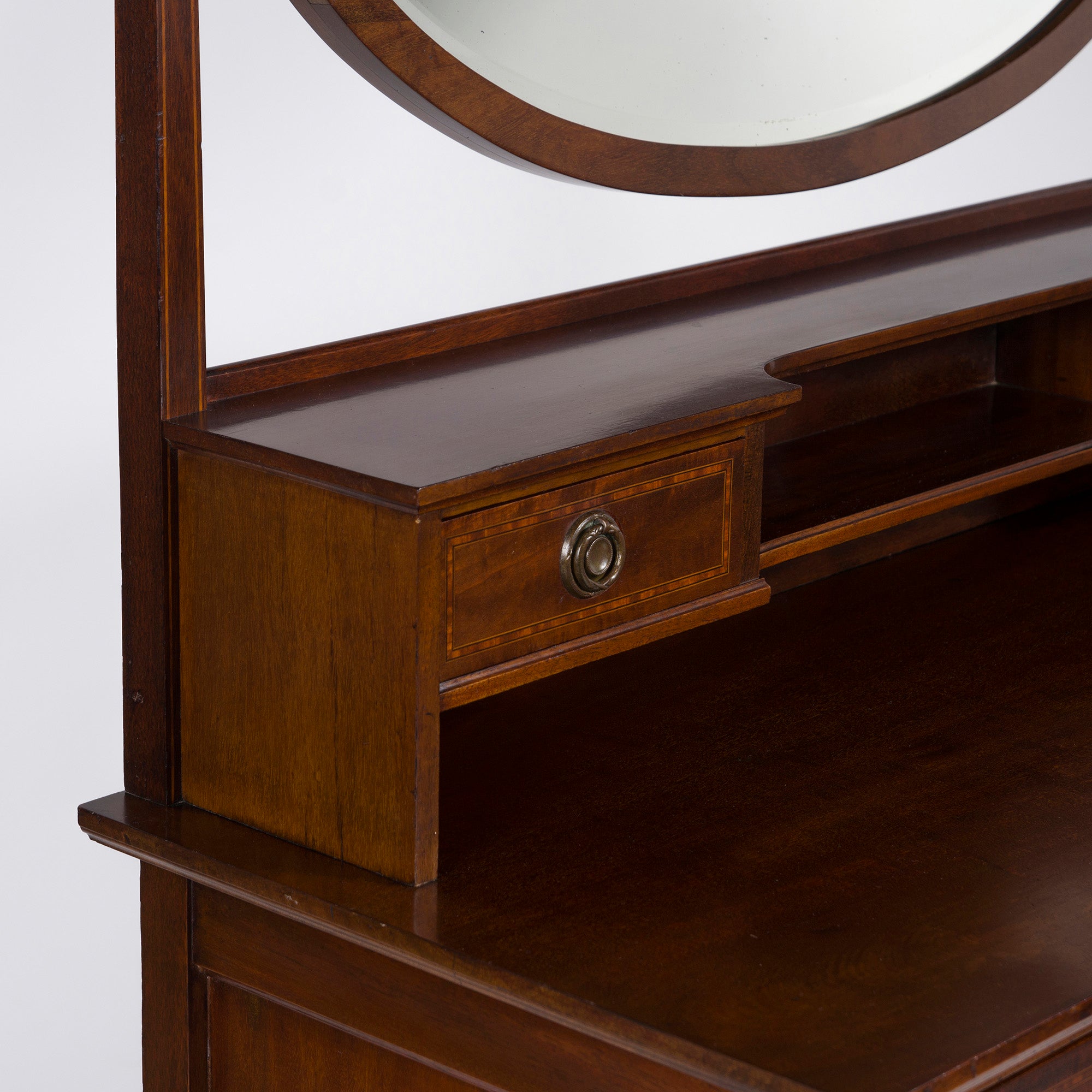 ◆Rare◆ British antique mirror back sideboard made of mahogany wood with inlay Classic console chest Storage furniture Living room storage Store fixtures