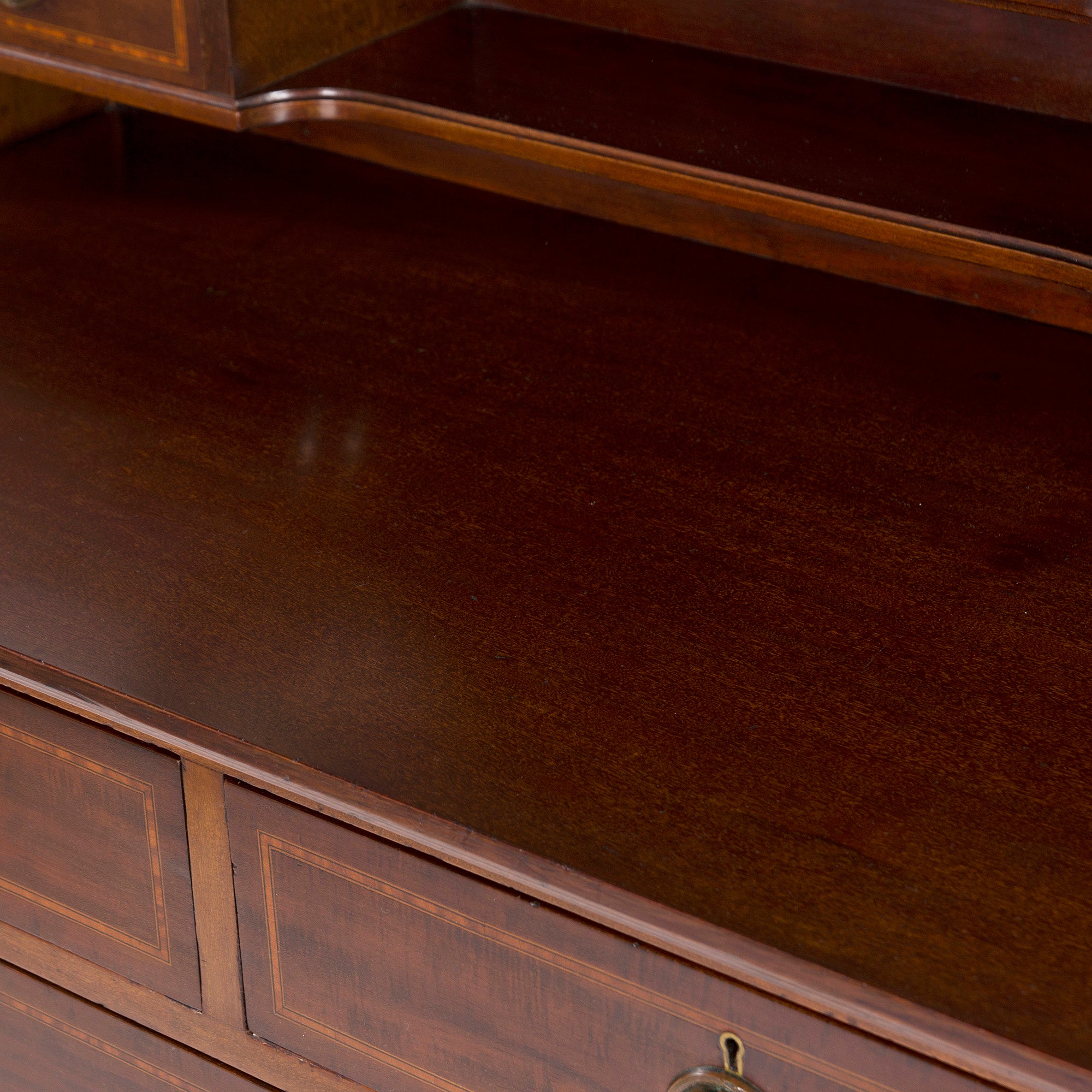◆Rare◆ British antique mirror back sideboard made of mahogany wood with inlay Classic console chest Storage furniture Living room storage Store fixtures