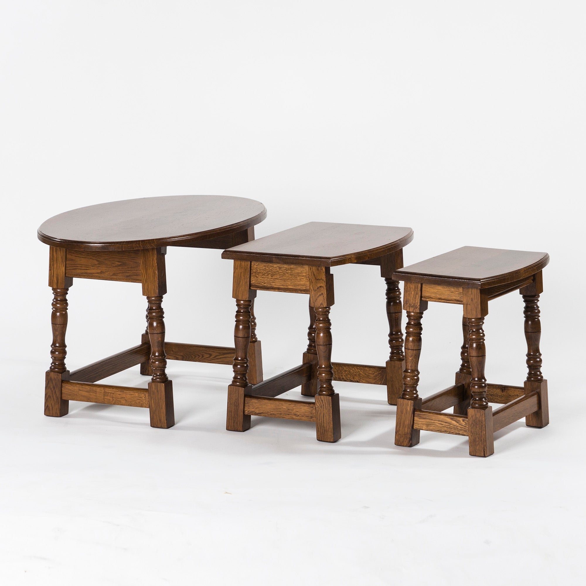 Lloyd's Antiques/ロイズアンティークス アンティークリプロダクション オーバルネストテーブル オーク材 英国 クラシック
