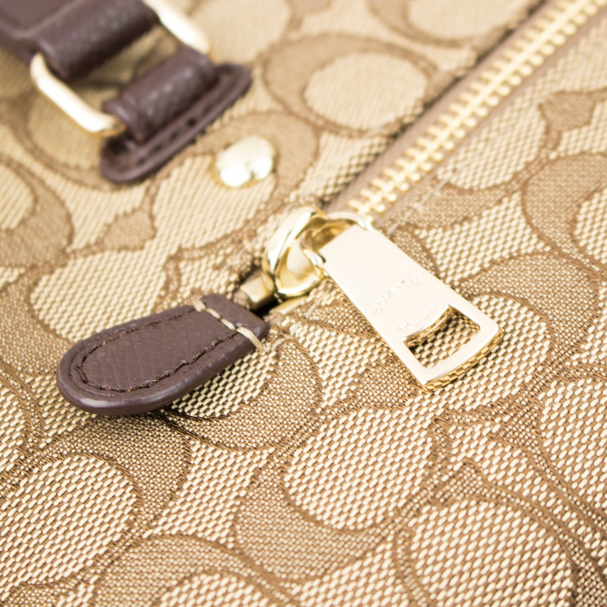 Coach COACH Outline Signature Tote Brown x Beige