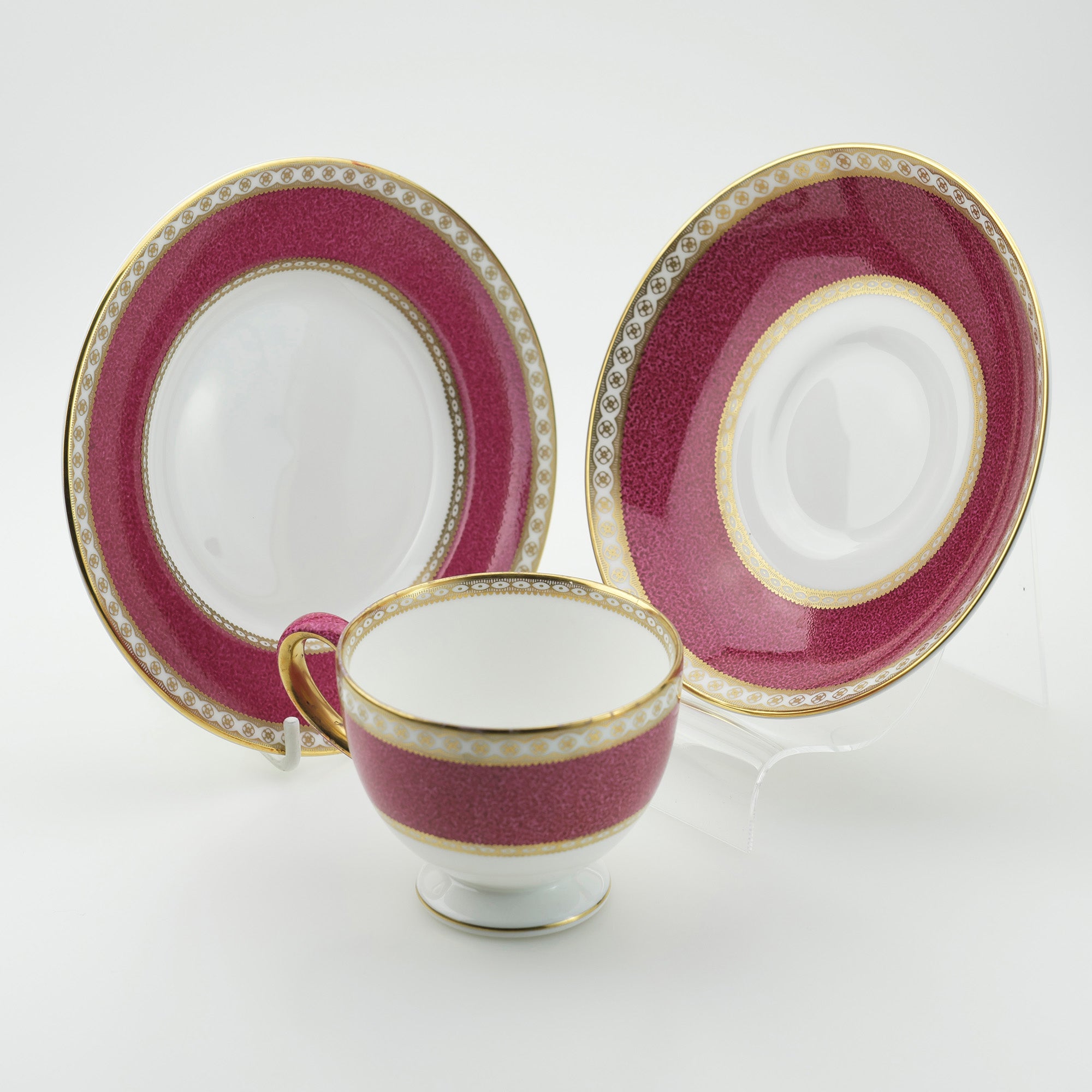 Wedgwood Elander Powder Ruby Cup & Saucer Plate Discontinued Product Kurotsubo Mark (2)