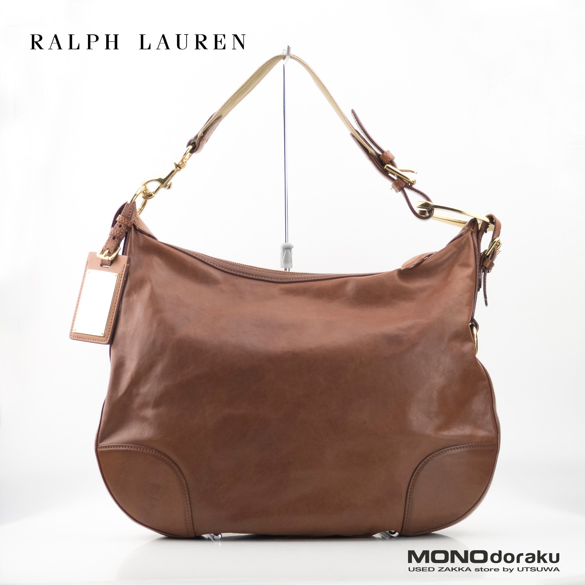 ラルフローレン RALPH LAUREN レザーショルダーバッグ ブラウン