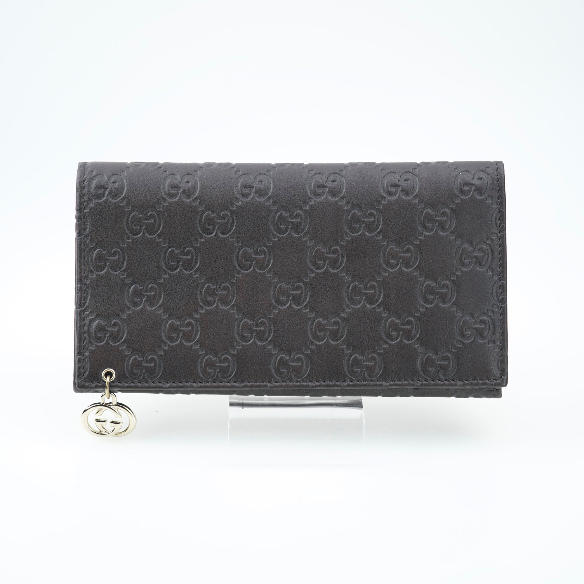 GUCCI Women's Long Wallet Shima Leather Signature Leather Dark Brown 2121092091