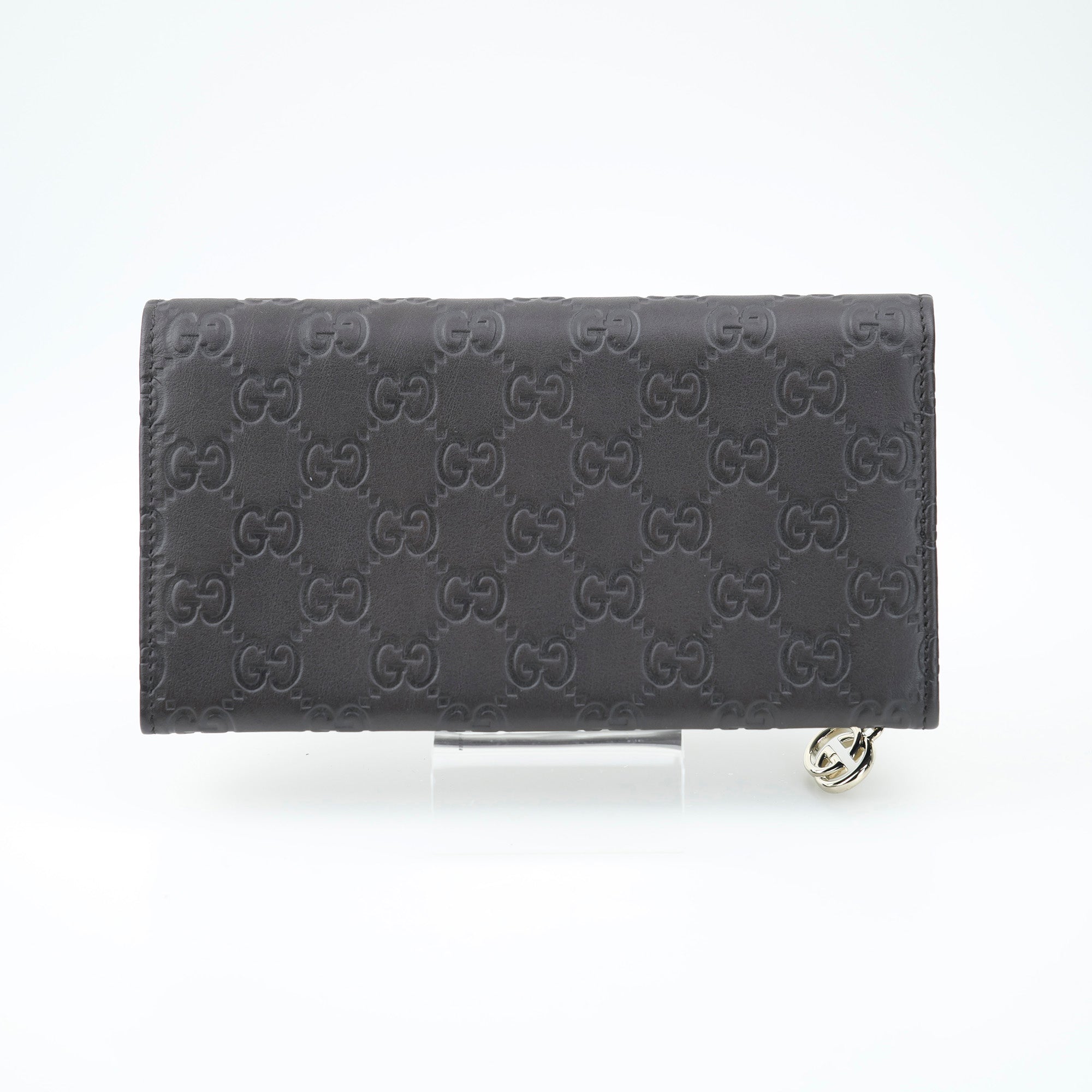 GUCCI Women's Long Wallet Shima Leather Signature Leather Dark Brown 2121092091