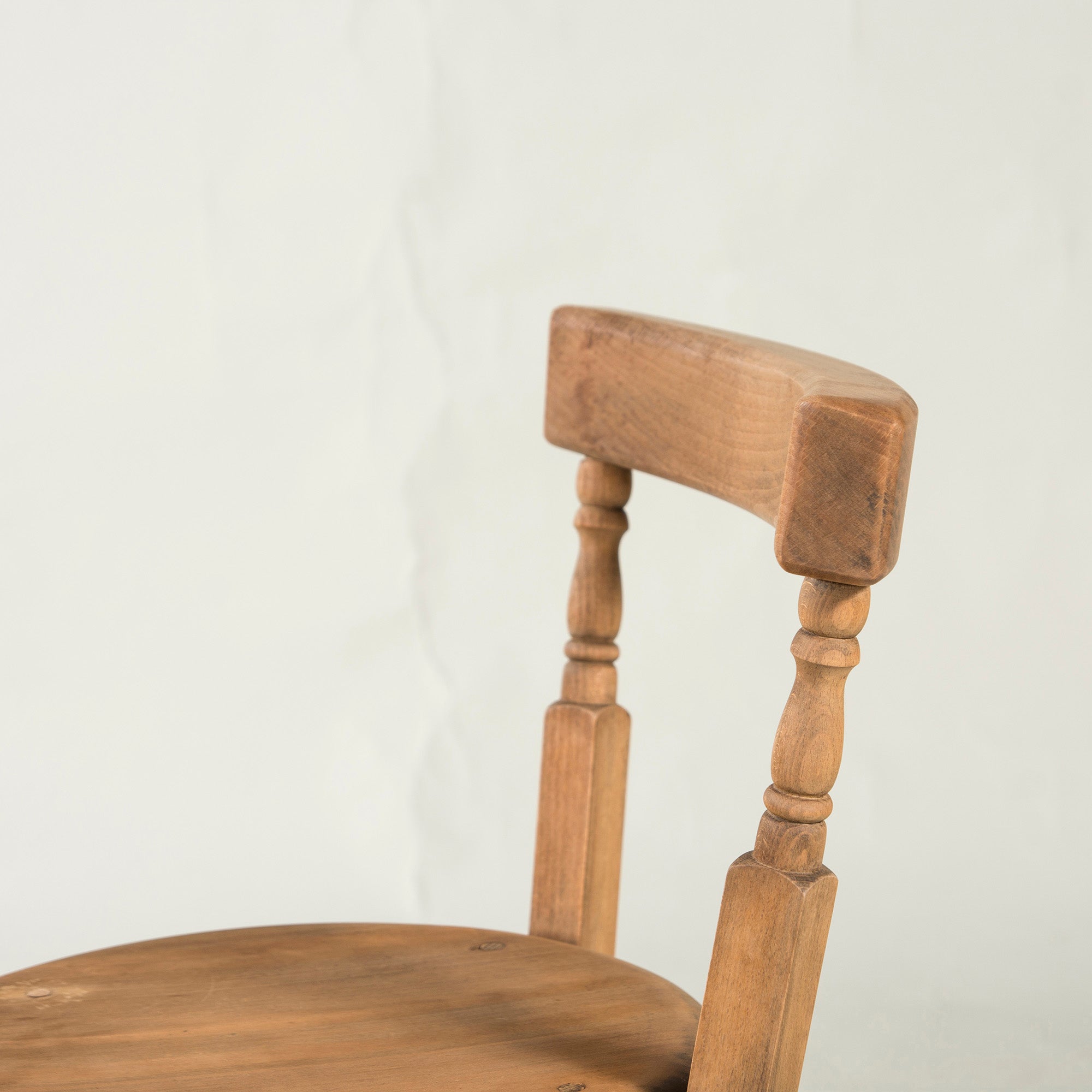 British antique kitchen chair, beech wood, solid wood, country, vintage, dining chair, round seat, bistro chair