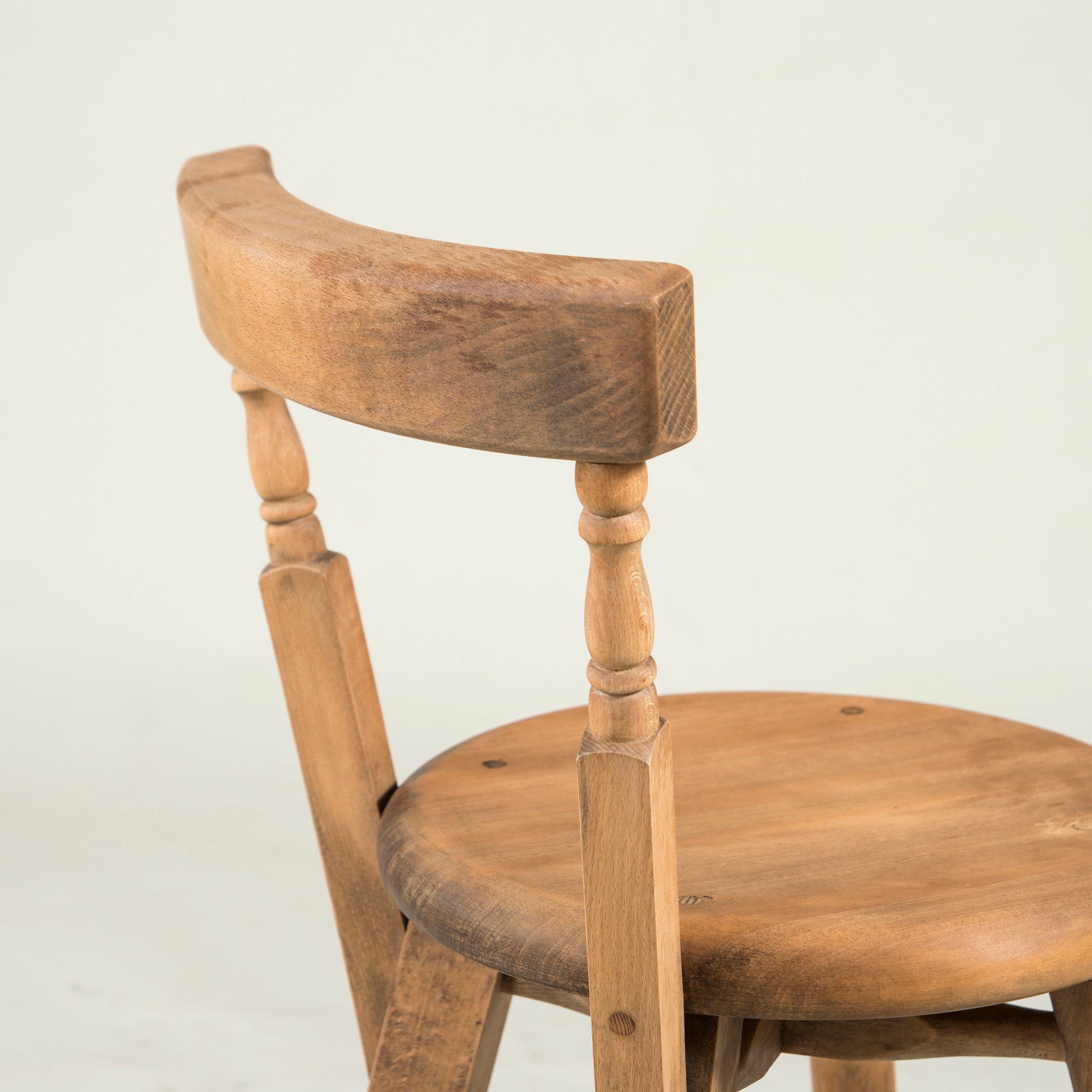 British antique kitchen chair, beech wood, solid wood, country, vintage, dining chair, round seat, bistro chair