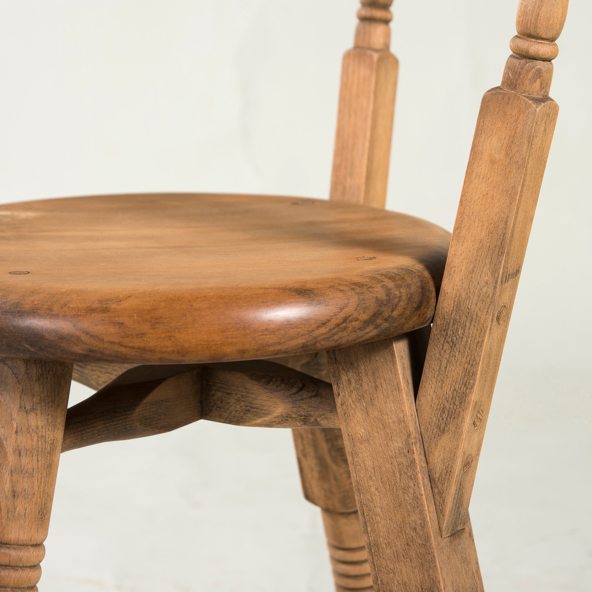 British antique kitchen chair, beech wood, solid wood, country, vintage, dining chair, round seat, bistro chair