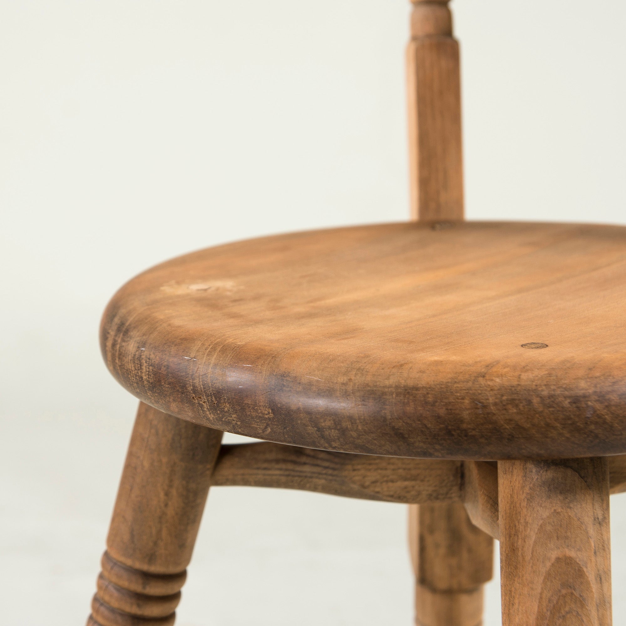British antique kitchen chair, beech wood, solid wood, country, vintage, dining chair, round seat, bistro chair