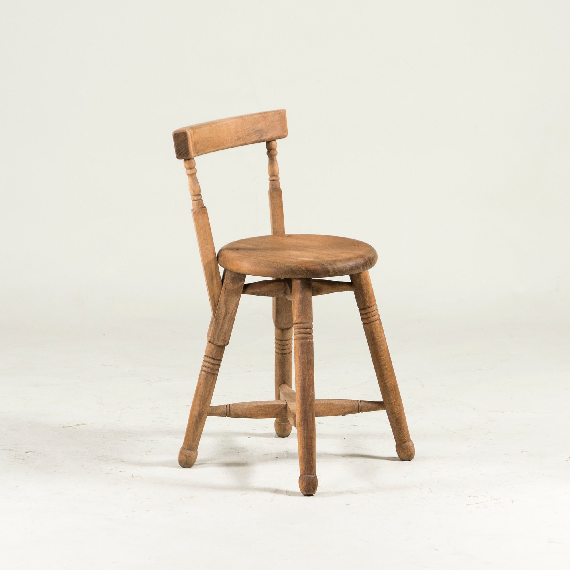 British antique kitchen chair, beech wood, solid wood, country, vintage, dining chair, round seat, bistro chair