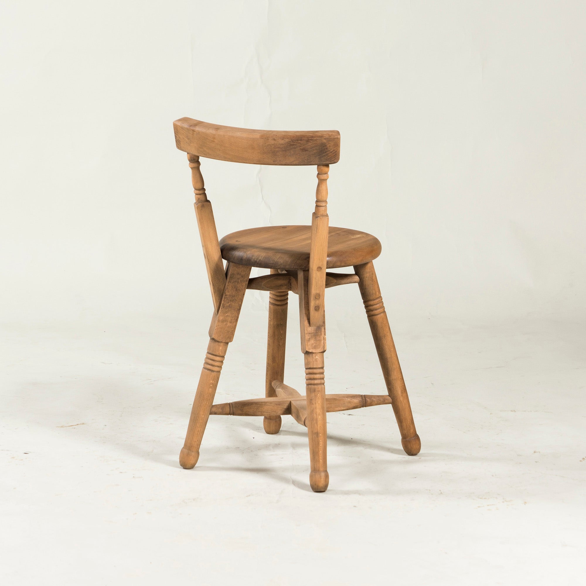 British antique kitchen chair, beech wood, solid wood, country, vintage, dining chair, round seat, bistro chair