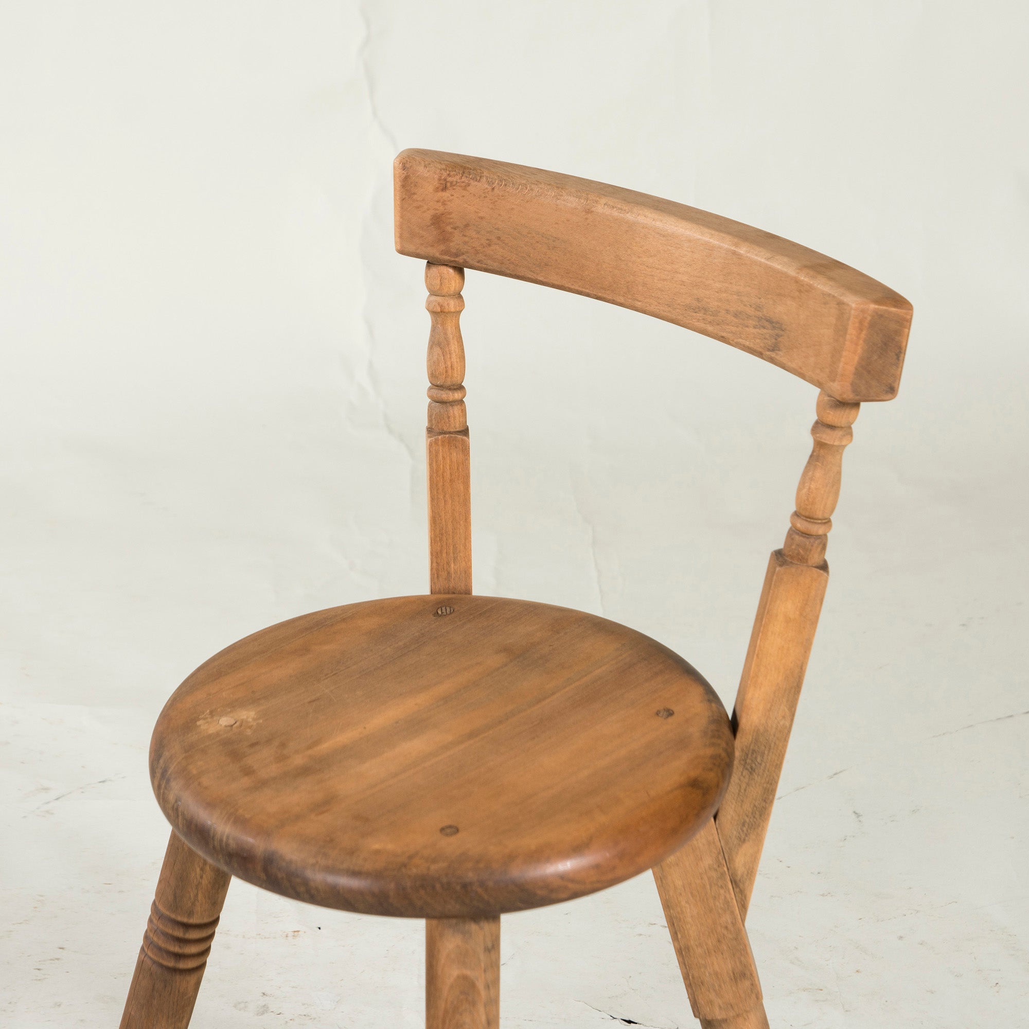 British antique kitchen chair, beech wood, solid wood, country, vintage, dining chair, round seat, bistro chair