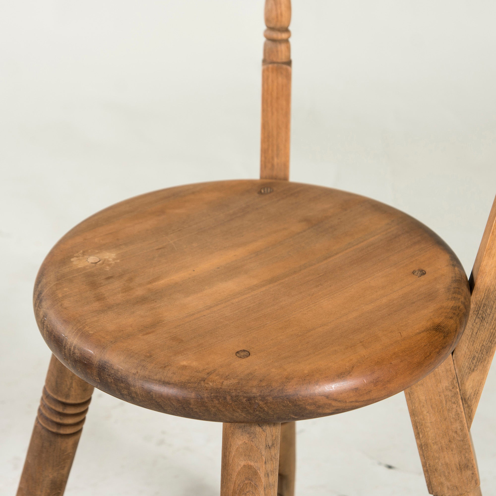 British antique kitchen chair, beech wood, solid wood, country, vintage, dining chair, round seat, bistro chair