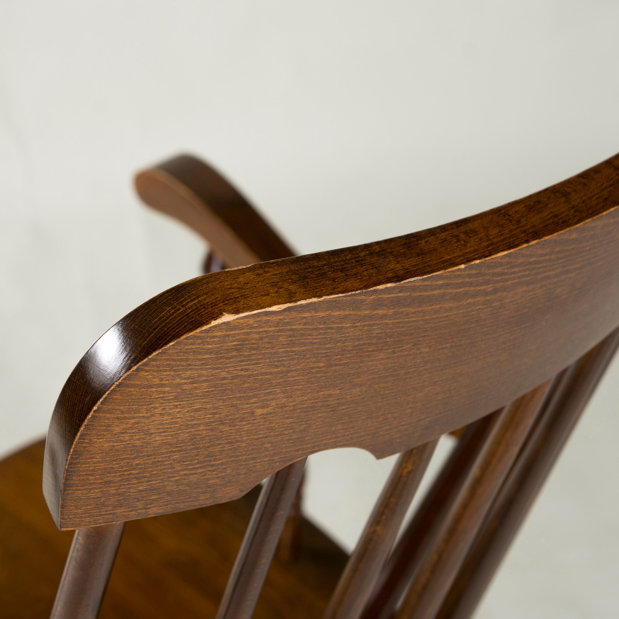 Kashiwa Mokko Oak Rocking Chair Showa Retro Antique Vintage Hida Oak Solid Wood Windsor Lounge Chair