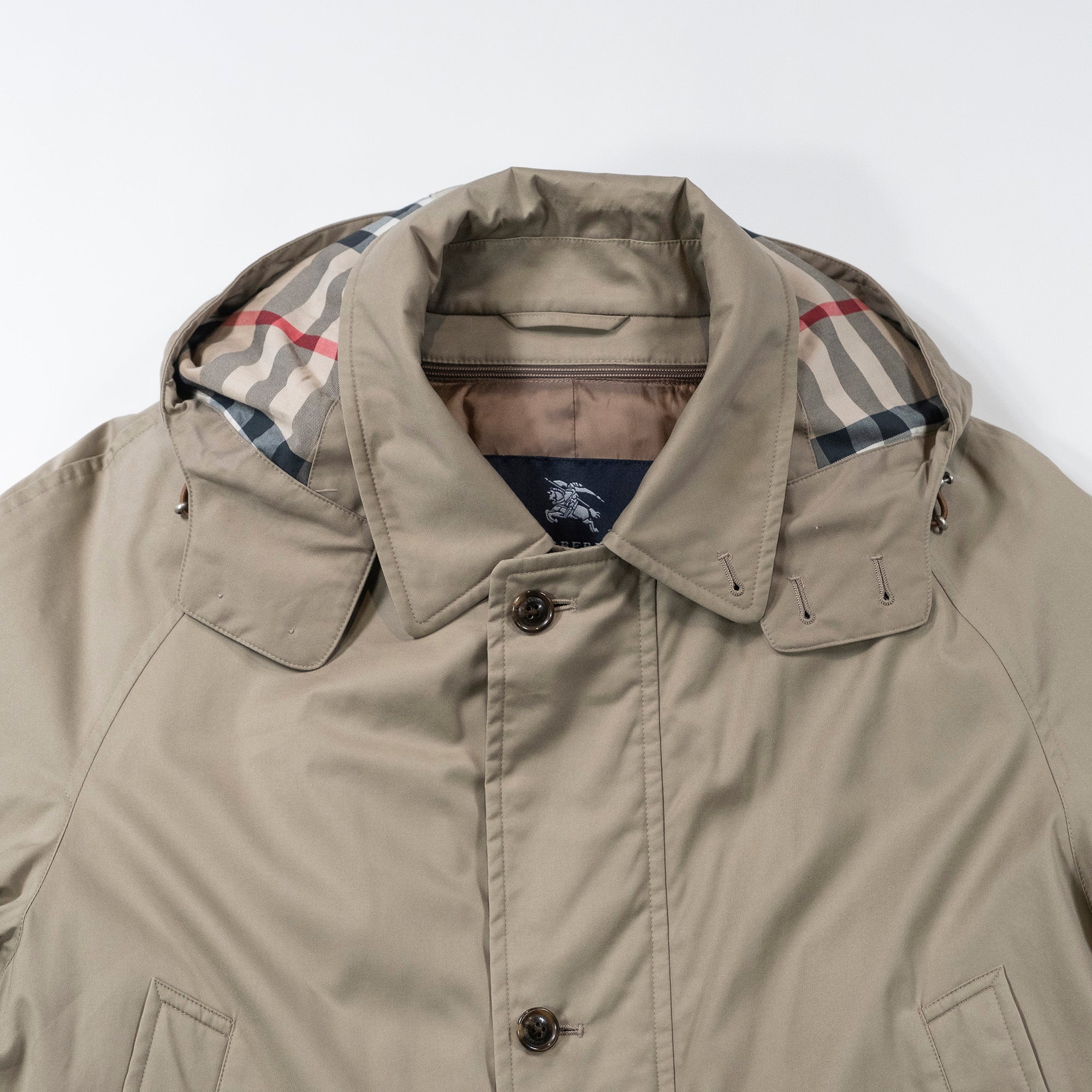 ◆美品◆BURBERRY London バーバリーロンドン フーデッドコート ライナー付き 日本製 ダウンジャケット ステンカラーコート コットン