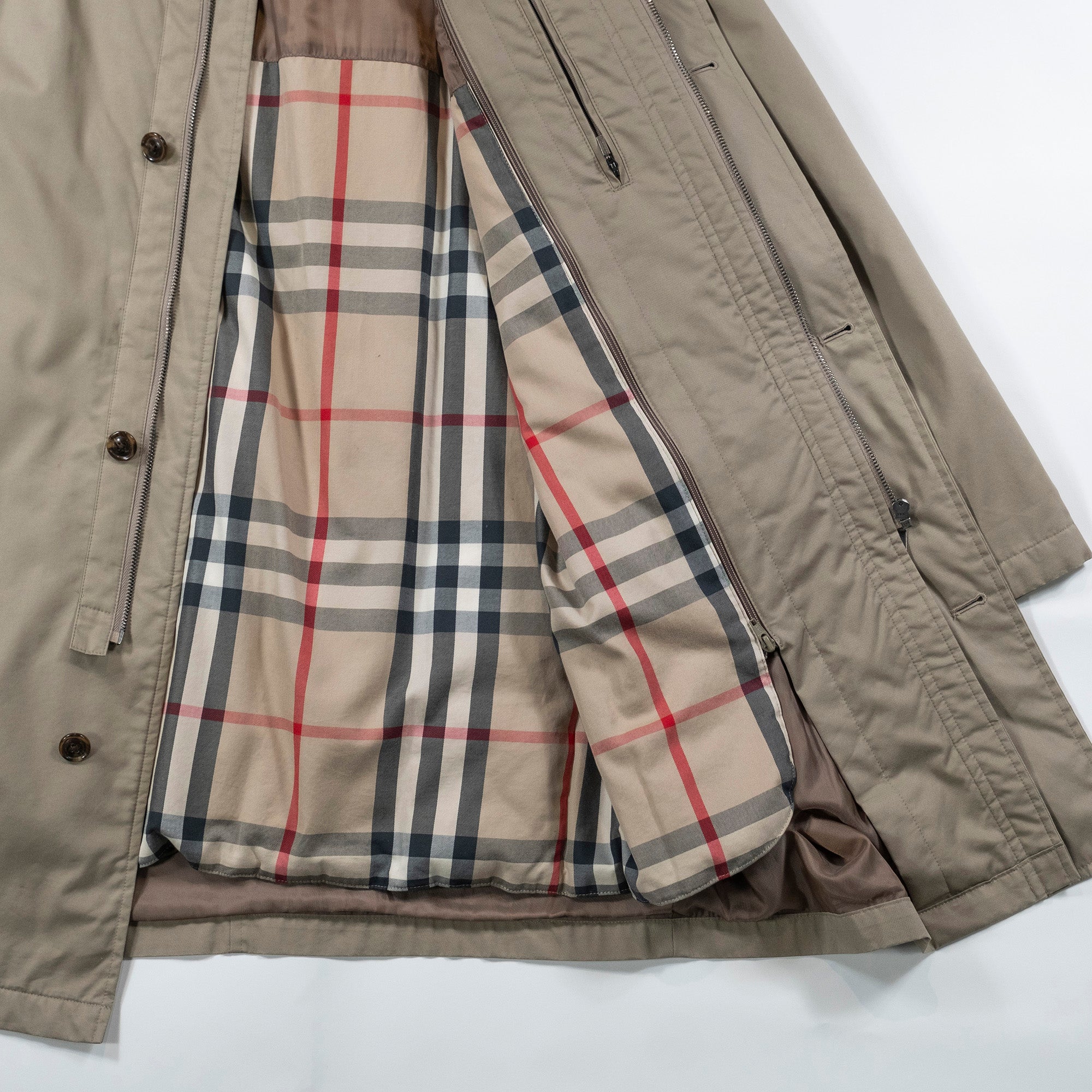 ◆美品◆BURBERRY London バーバリーロンドン フーデッドコート ライナー付き 日本製 ダウンジャケット ステンカラーコート コットン