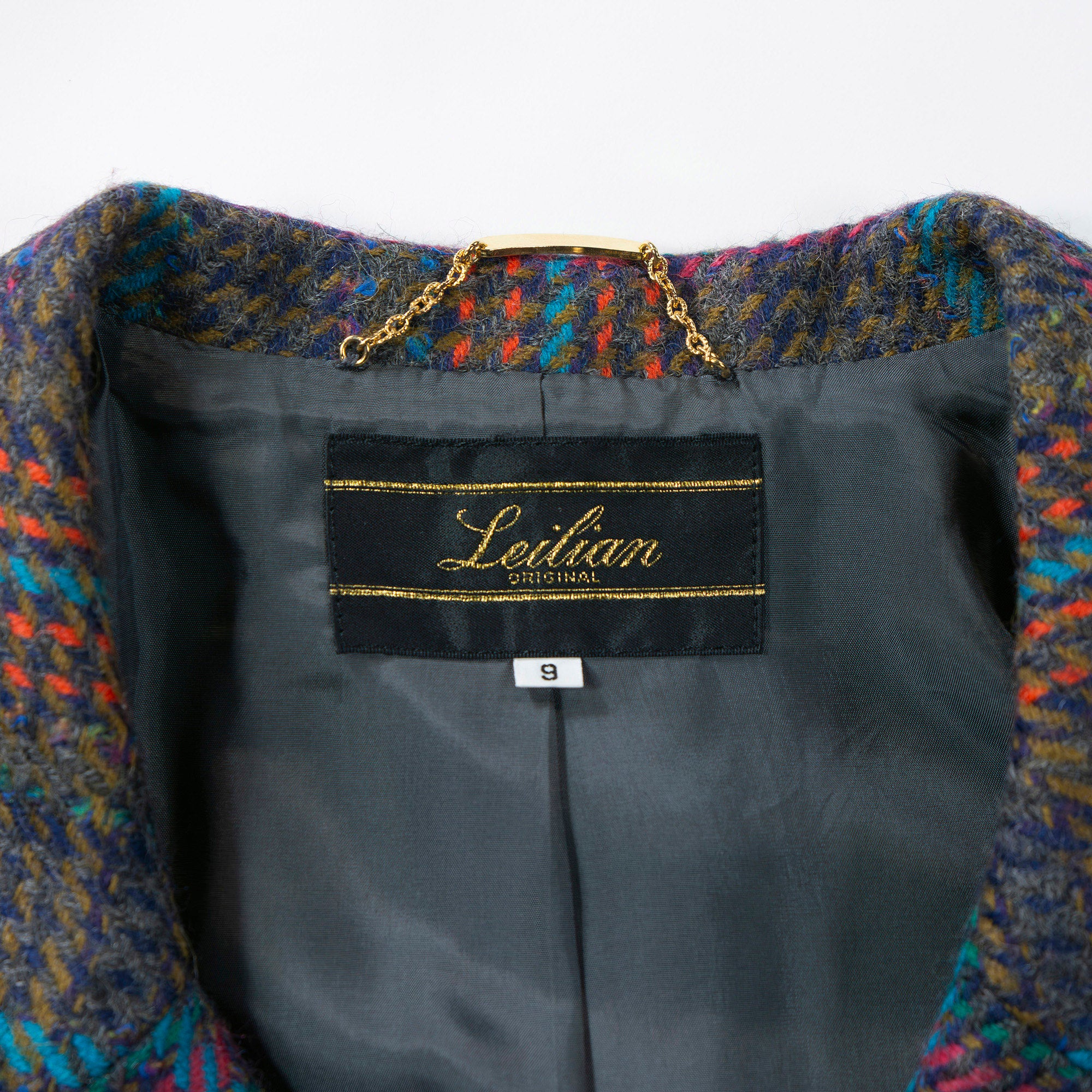 【古着】Leilian レリアン テーラードジャケット チェック柄 マルチカラー ダブルブレスト ウール ◆美品◆ レディースファッション レディースアウター レディースジャケット【中古】【USED】