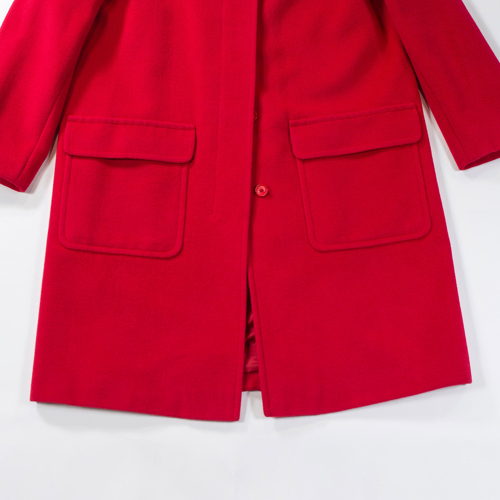 【古着】Yves Saint Laurent イヴサンローラン ダッフルコート レッド アンゴラ ウール ロングコート フーデッドコート ◆美品◆ レディースファッション レディースアウター レディースコート【中古】【古着】【USED】