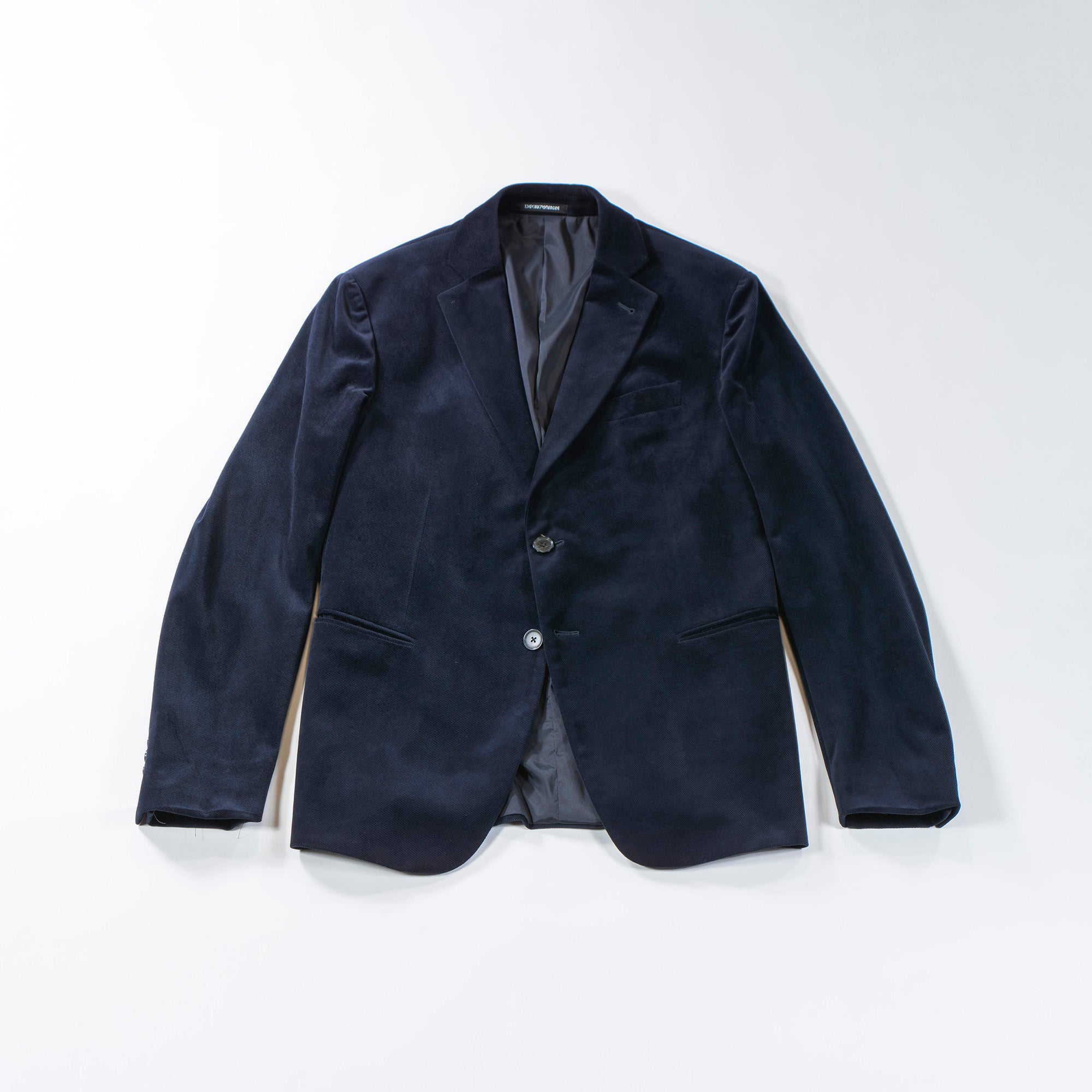 【古着】EMPORIO ARMANI エンポリオアルマーニ FLINE テーラードジャケット ネイビー ベルベット ベロア コーデュロイ 起毛素材 メンズファッション メンズアウター メンズジャケット【中古】【USED】