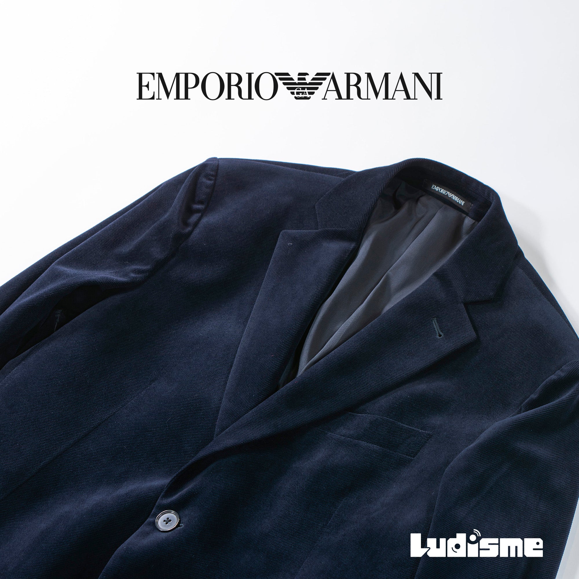 【古着】EMPORIO ARMANI エンポリオアルマーニ FLINE テーラードジャケット ネイビー ベルベット ベロア コーデュロイ 起毛素材 メンズファッション メンズアウター メンズジャケット【中古】【USED】