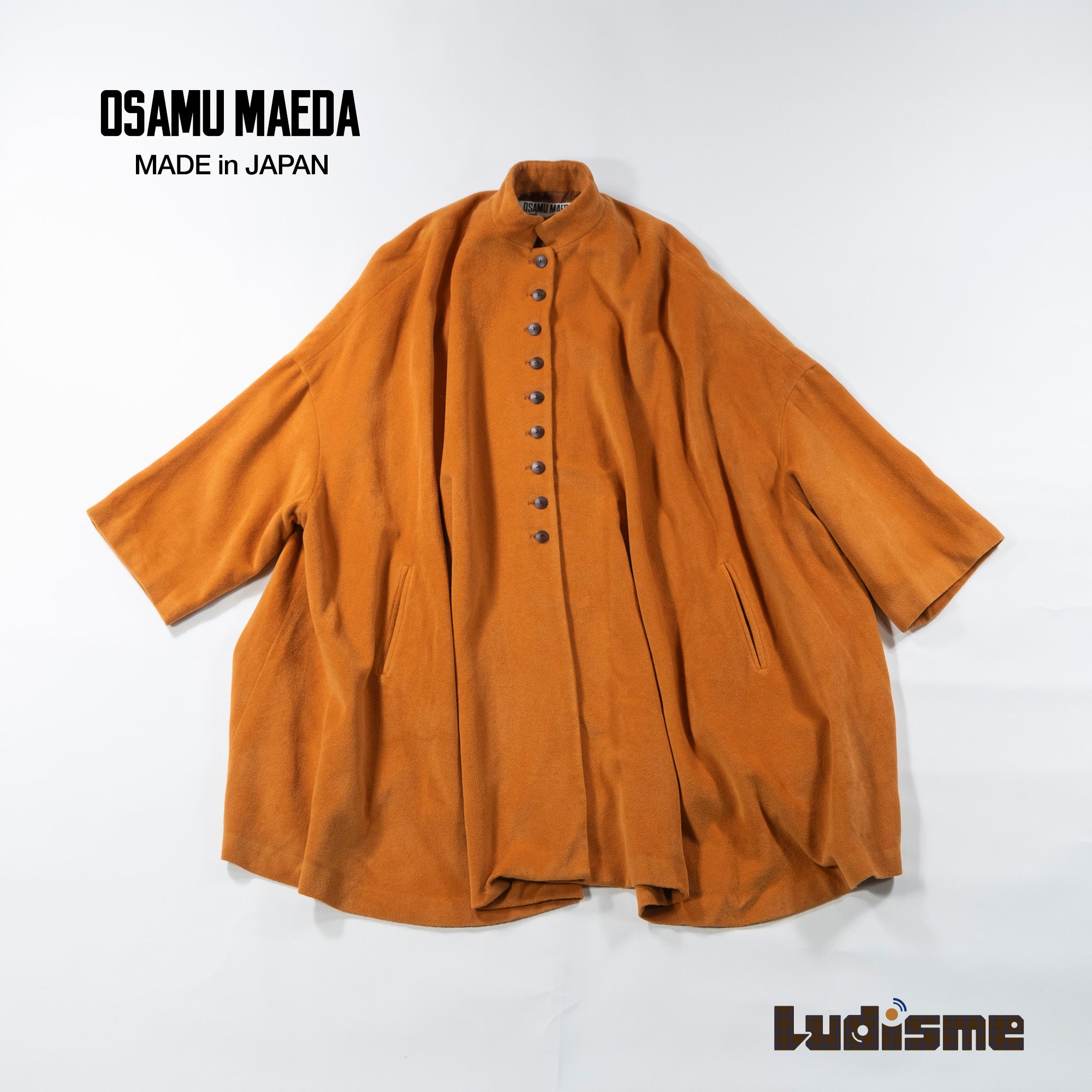 【古着】ヴィンテージ OSAMU MAEDA オサムマエダ ポンチョ オレンジ 日本製 ケープ レディースファッション レディースコート レディースアウター ユニセックス 希少【中古】【USED】