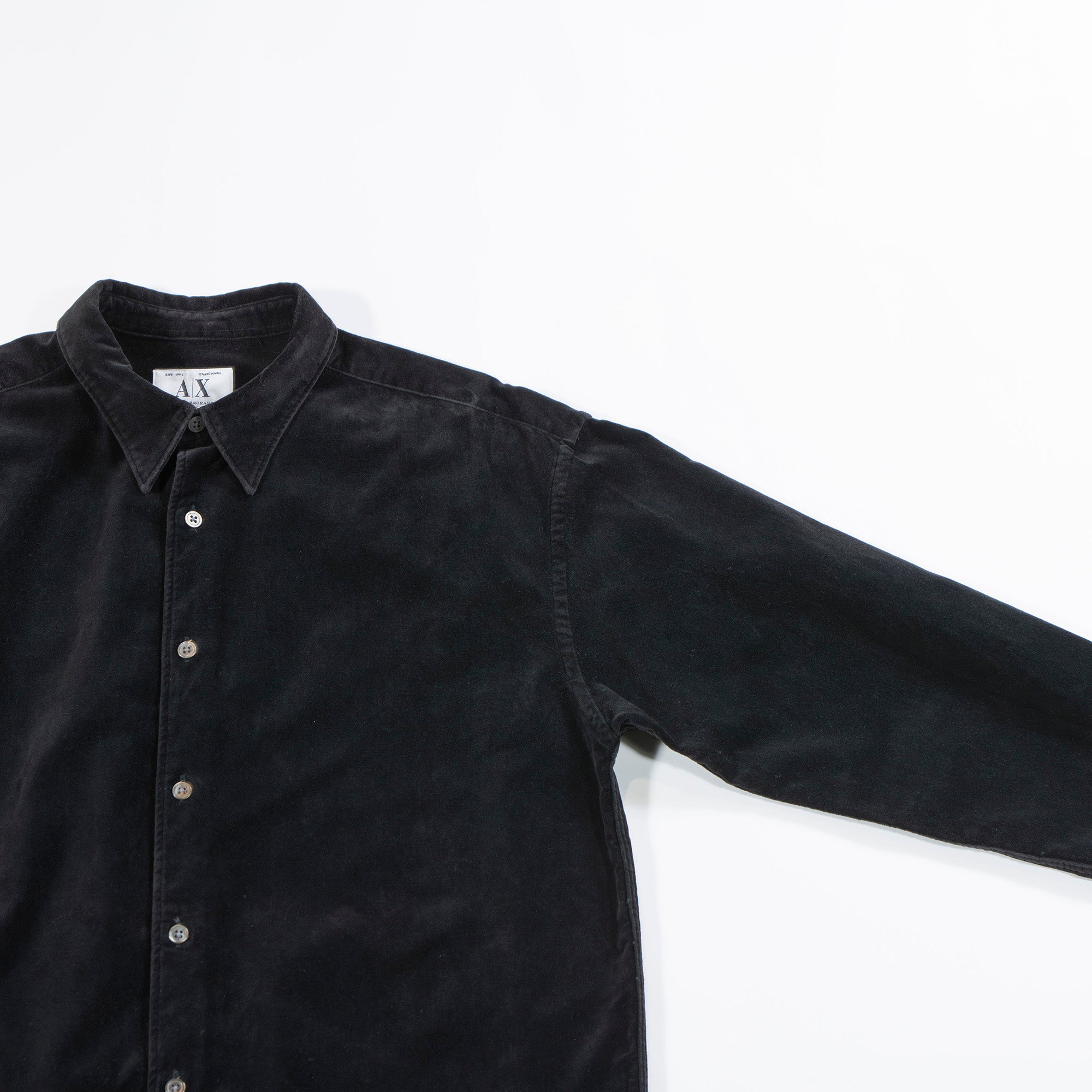 Used ARMANI EXCHANGE Velvet Shirt, Black, 100% Cotton, Men's Fashion, Men's Tops, Men's Shirt.