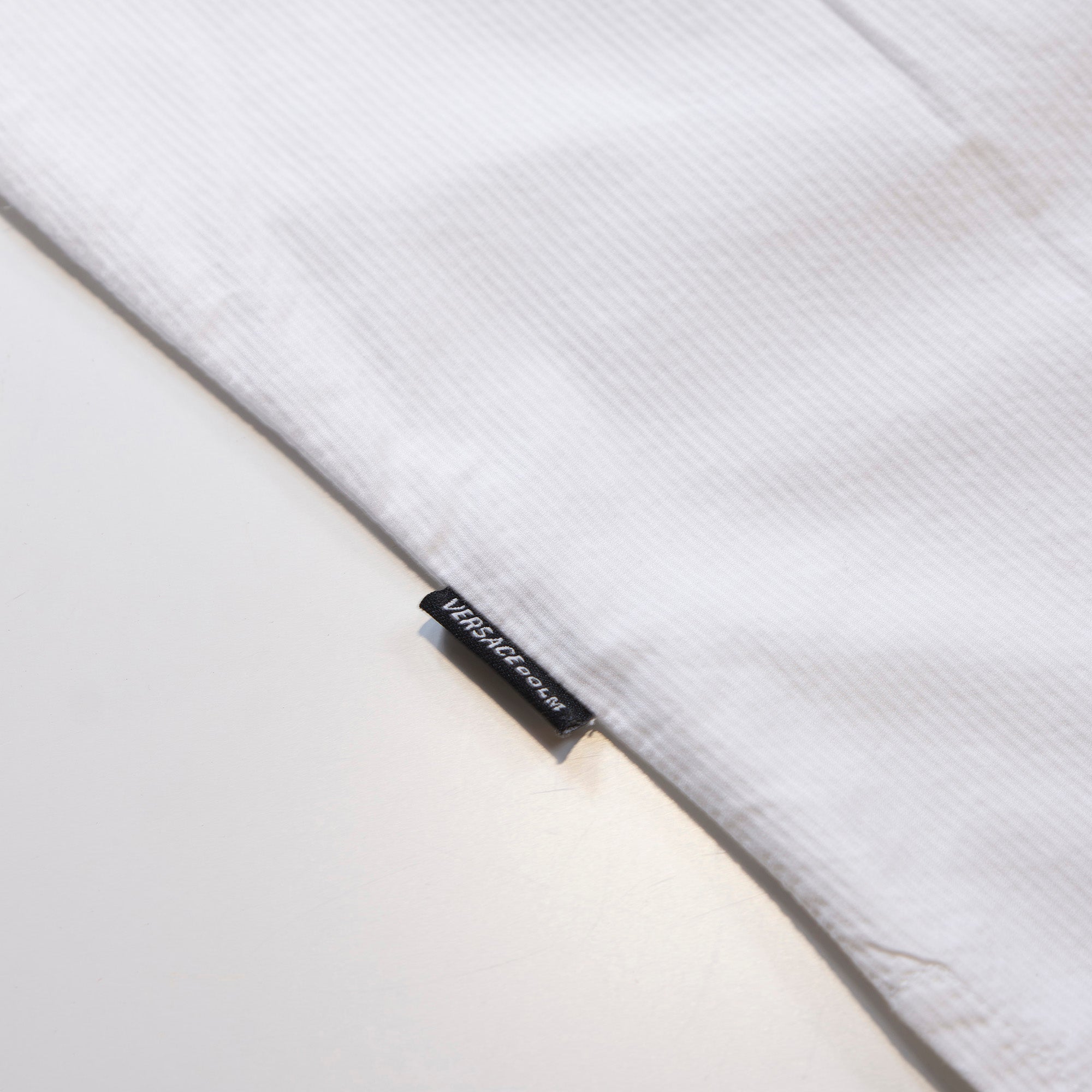 VERSACE Standard collar shirt, seersucker, white shirt, box silhouette