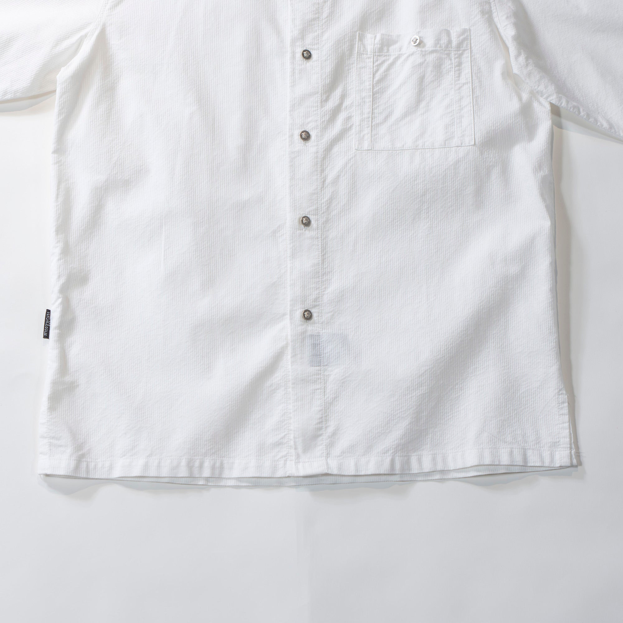 VERSACE Standard collar shirt, seersucker, white shirt, box silhouette