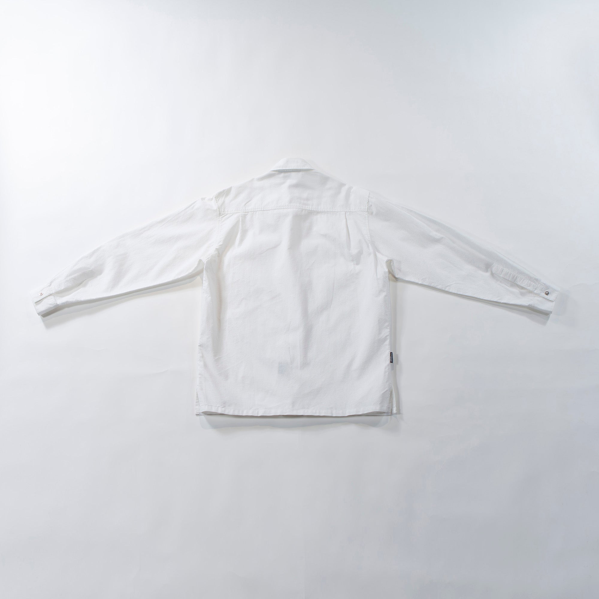 VERSACE Standard collar shirt, seersucker, white shirt, box silhouette