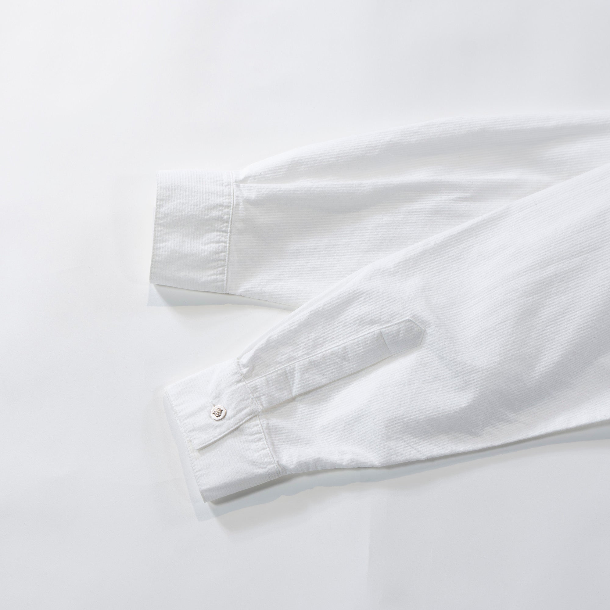 VERSACE Standard collar shirt, seersucker, white shirt, box silhouette