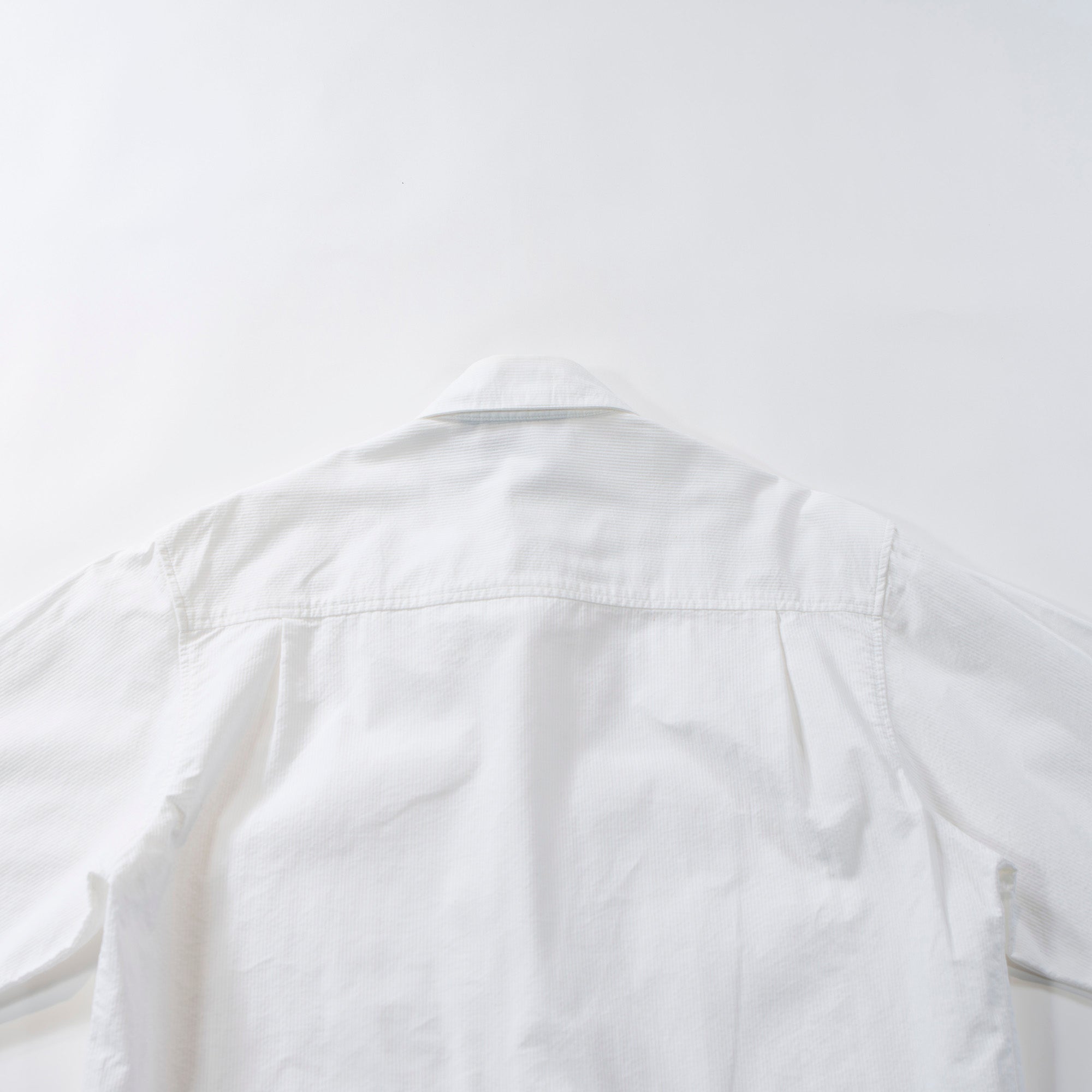 VERSACE Standard collar shirt, seersucker, white shirt, box silhouette