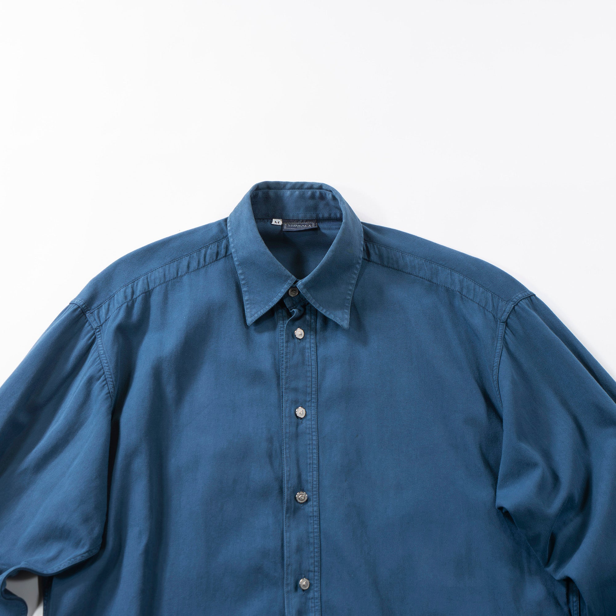 VERSACE Standard collar shirt, made in Italy, blue