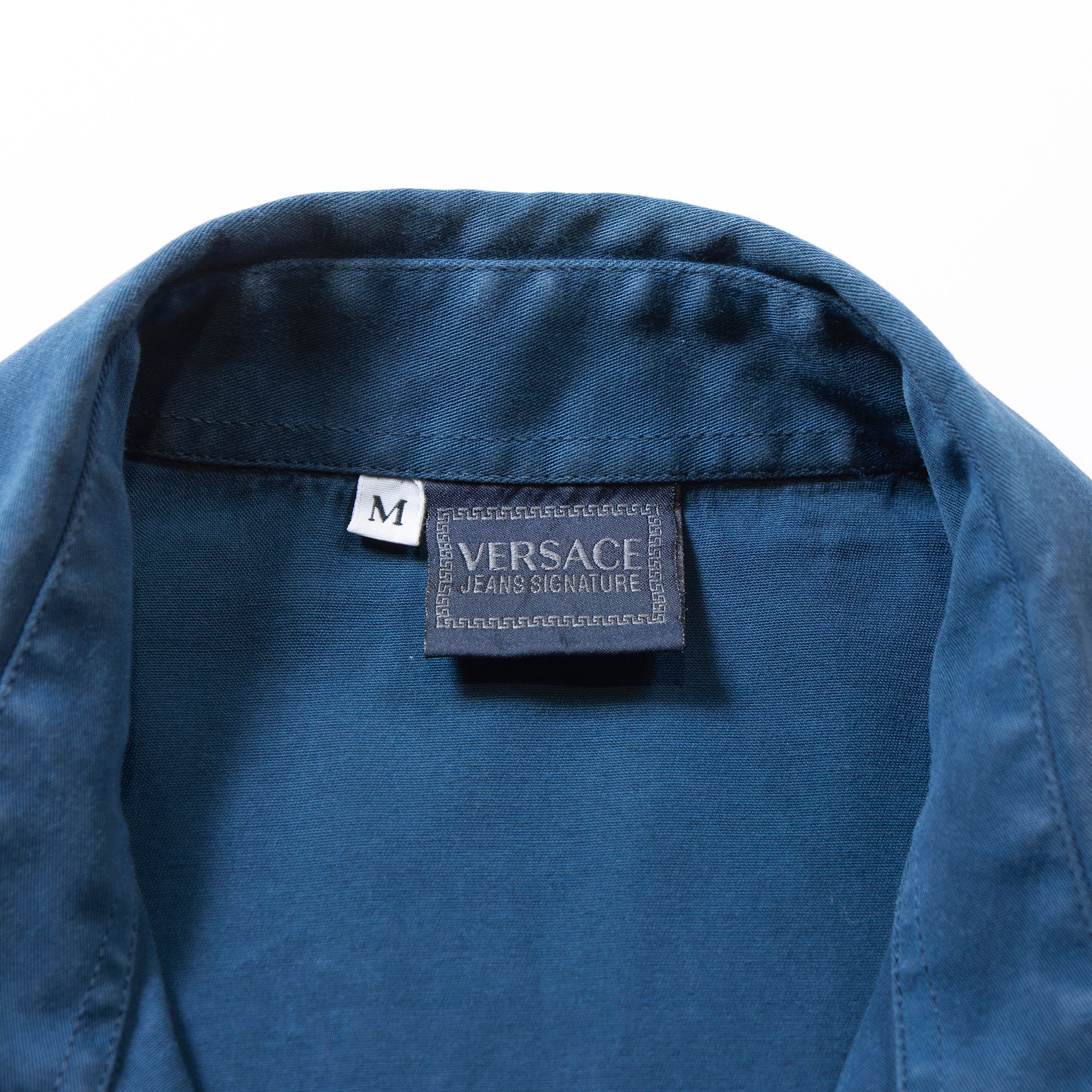 VERSACE Standard collar shirt, made in Italy, blue
