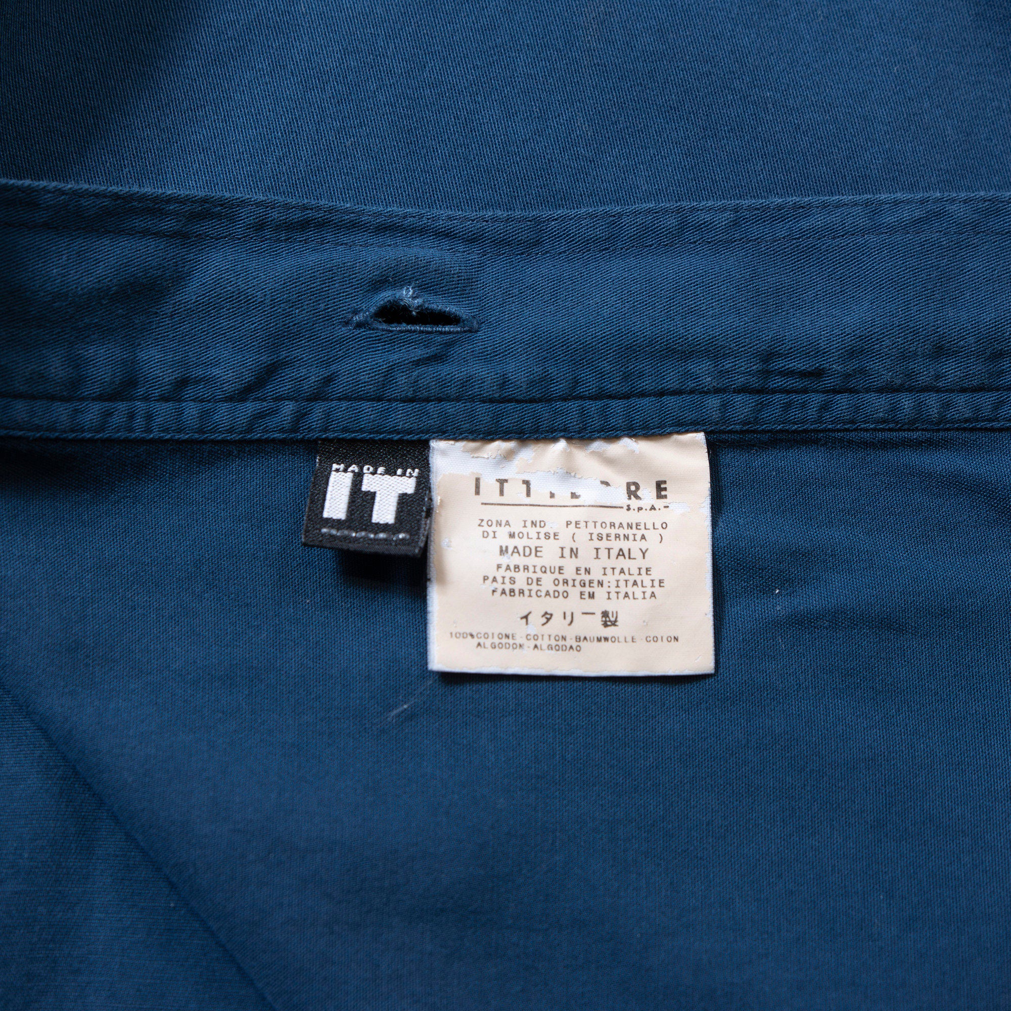 VERSACE Standard collar shirt, made in Italy, blue