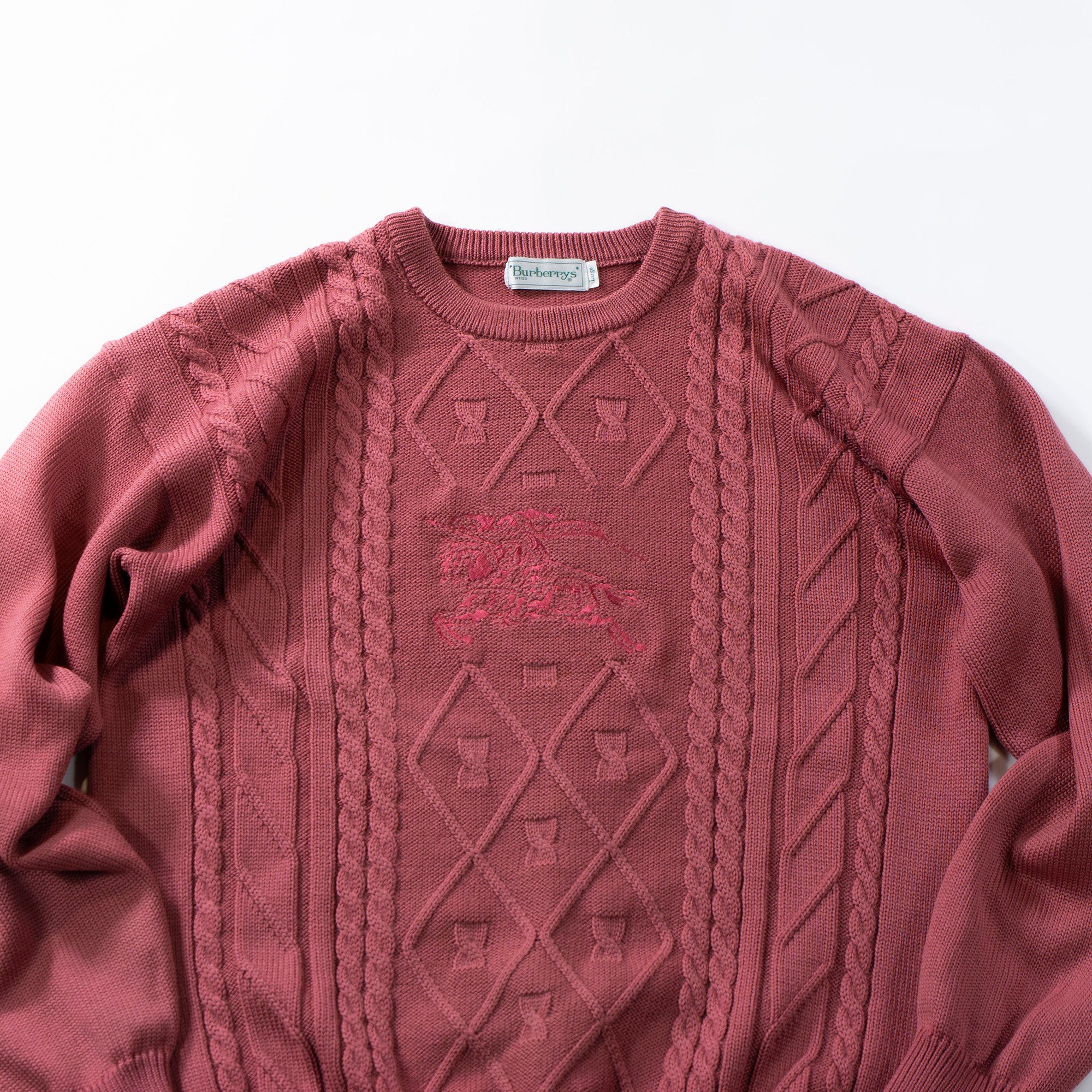 ◆美品◆BURBERRY バーバリー アランセーター ピンク ウール100% ニット Burberrys バーバリーズ トップス