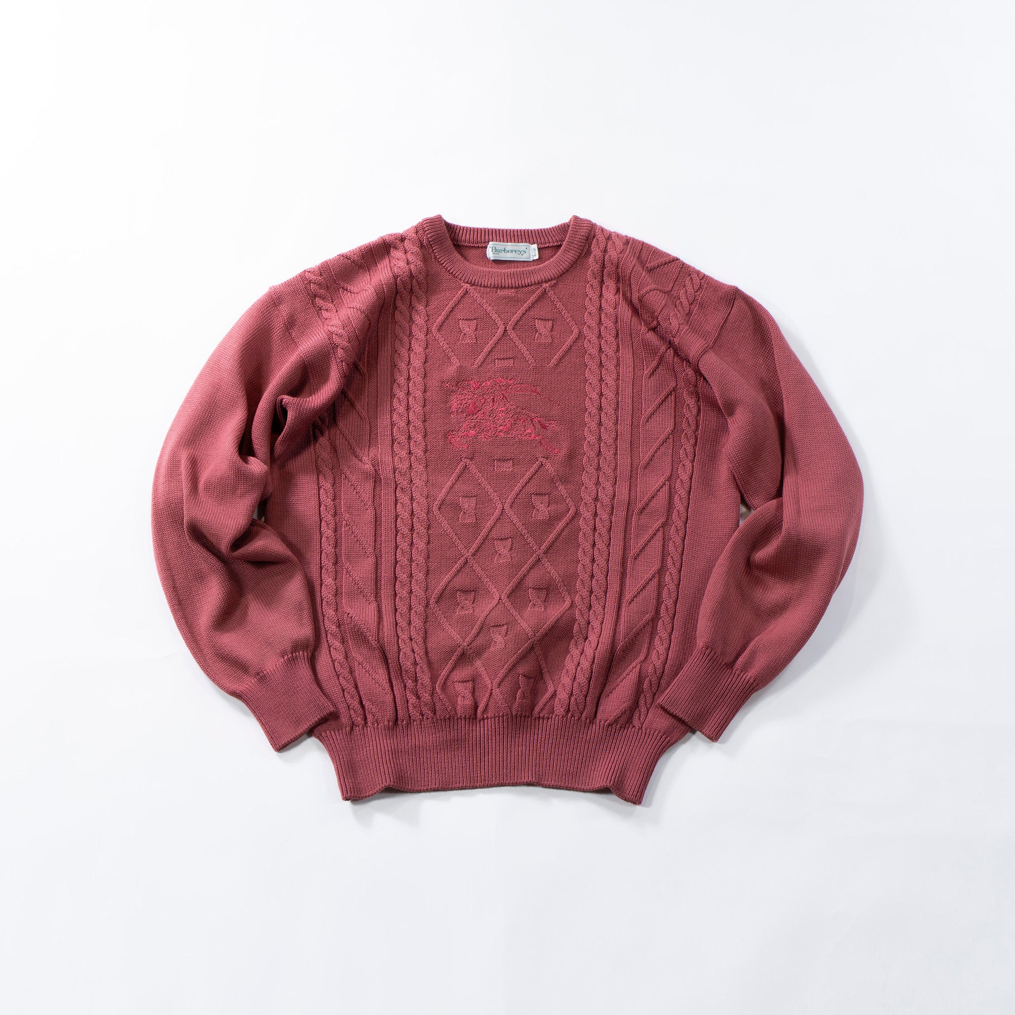 ◆美品◆BURBERRY バーバリー アランセーター ピンク ウール100% ニット Burberrys バーバリーズ トップス