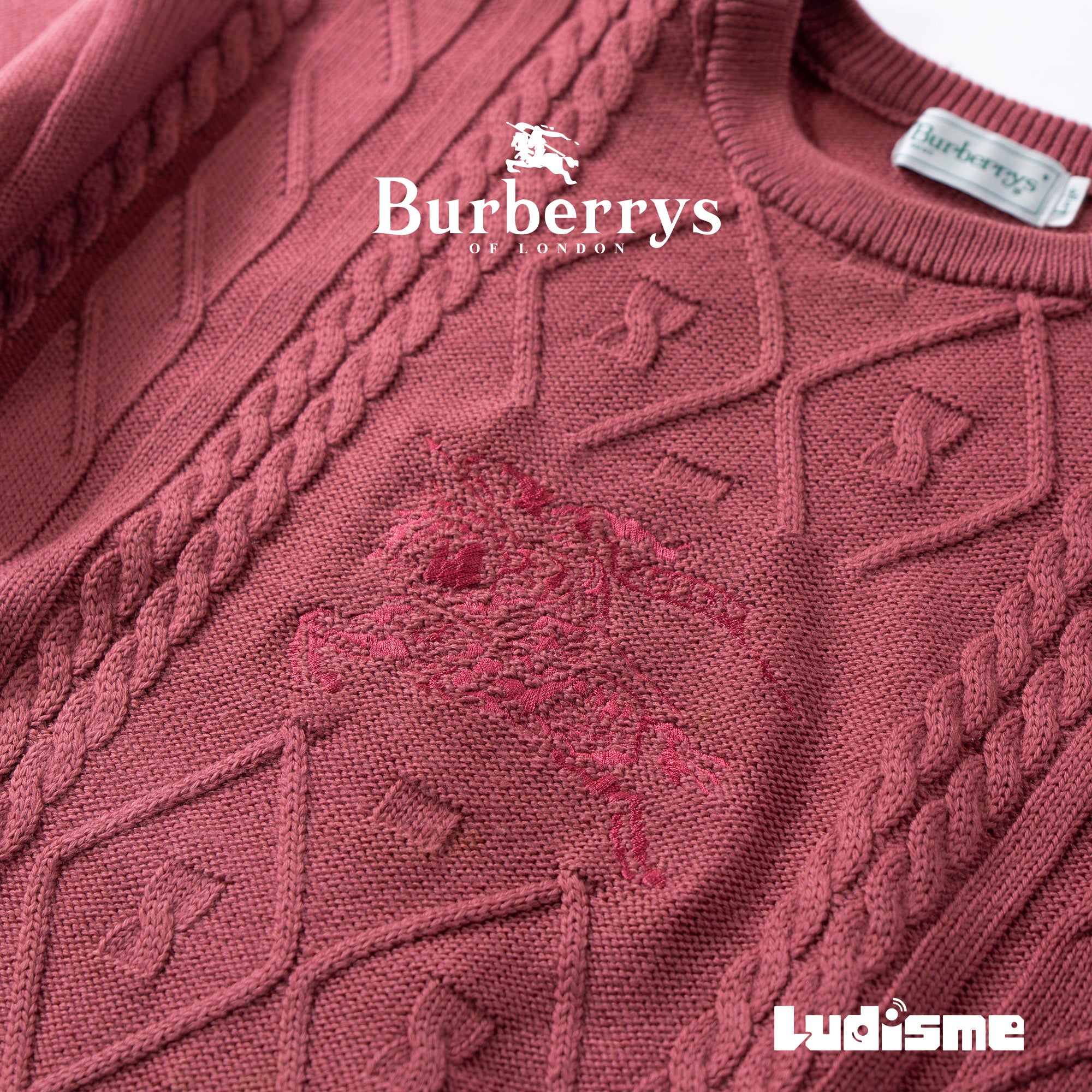 ◆美品◆BURBERRY バーバリー アランセーター ピンク ウール100% ニット Burberrys バーバリーズ トップス