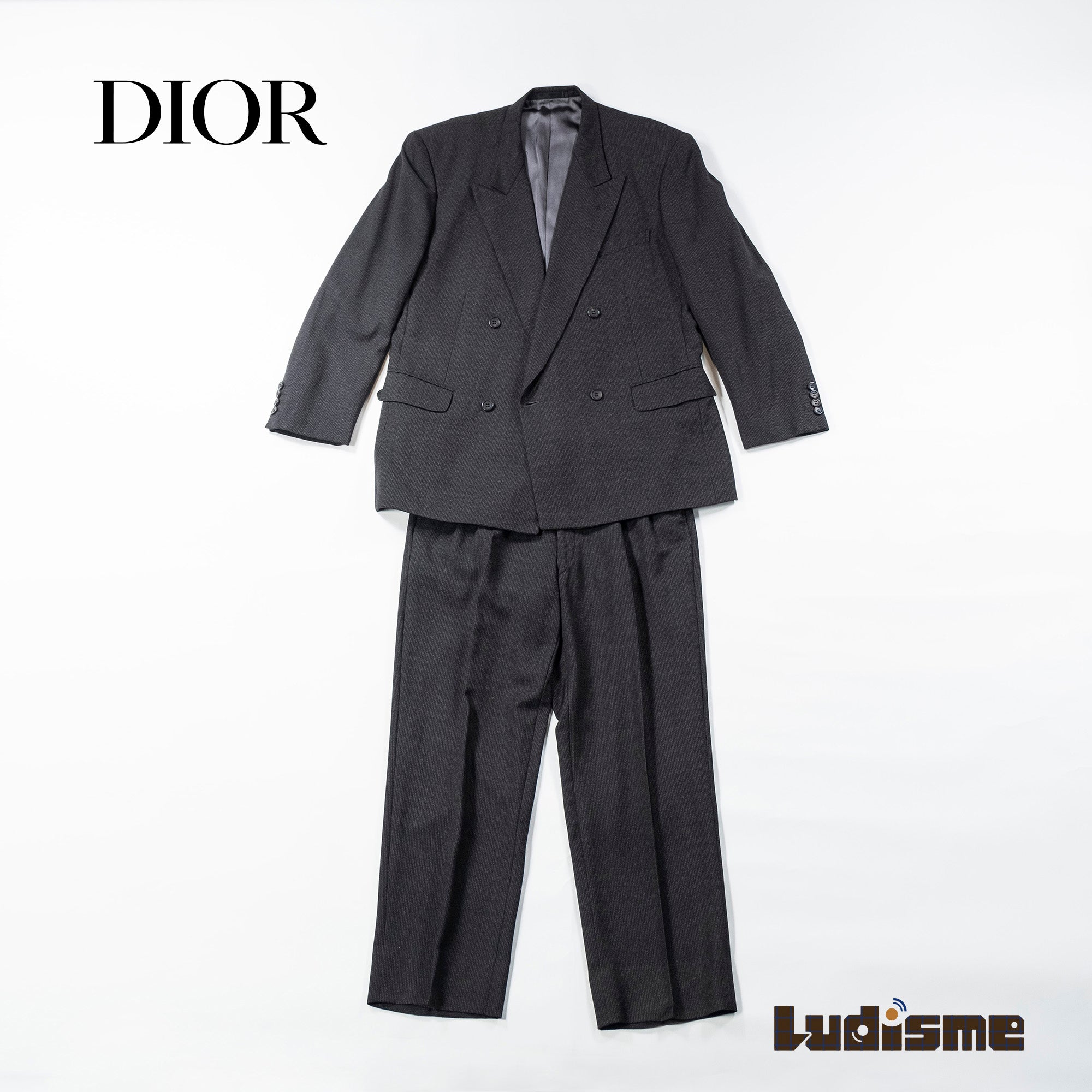 Christian Dior MONSIER Christian Dior Monsieur Suit Set Double Breasted Pinstripe Dior homme