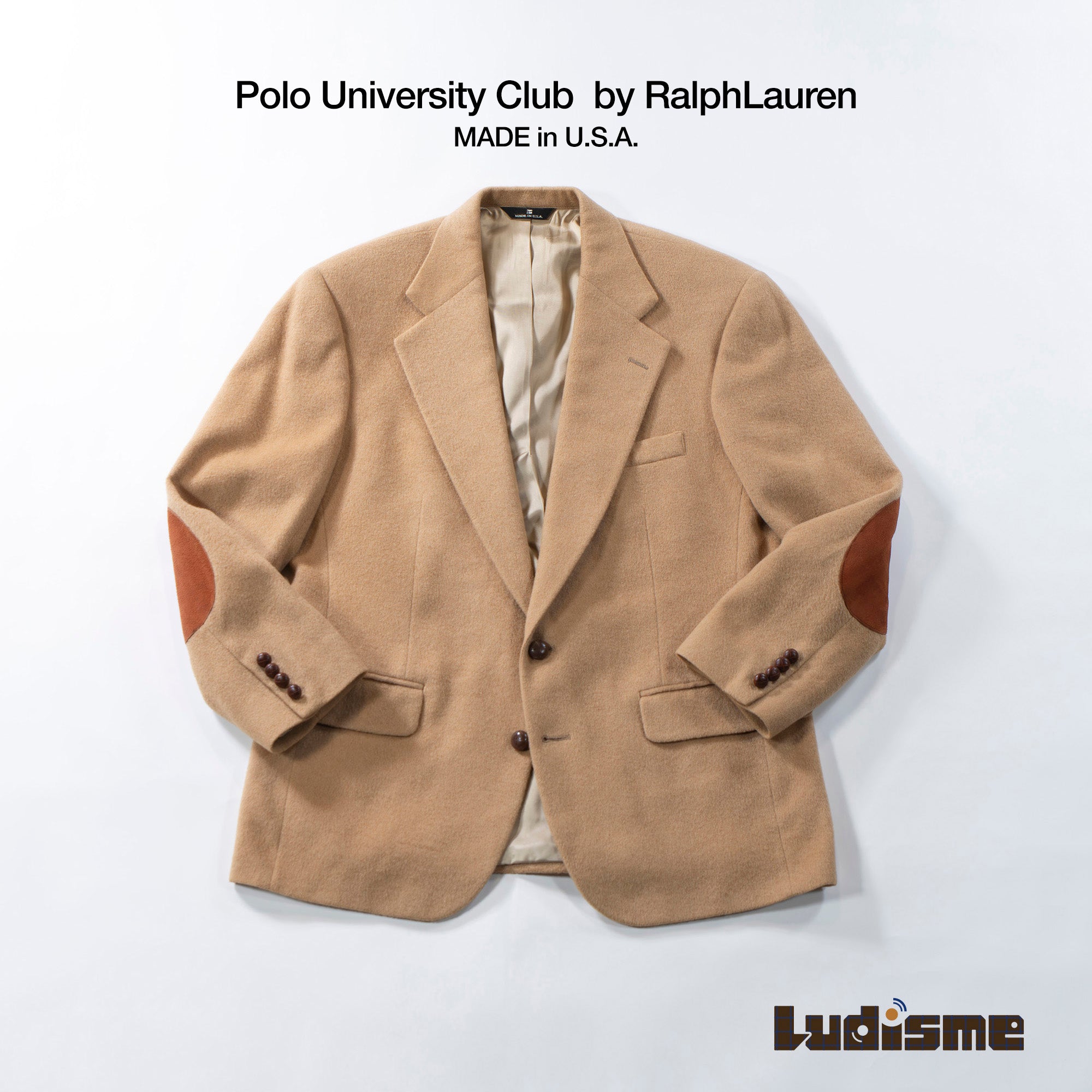 【古着】ラルフローレン 80s Polo University Club by RALPH LAUREN テーラードジャケット キャメルヘア エルボーパッチ クルミボタン USA製 メンズファッション メンズアウター メンズジャケット【中古】【USED】