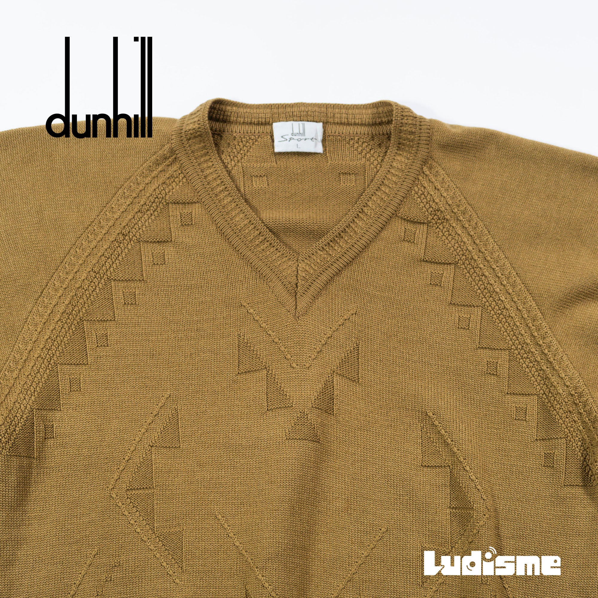 【古着】ダンヒル dunhill ニット マスタードカラー カシミヤ シルク混 セーター ラグランスリーブ メンズファッション メンズトップス メンズニット ユニセックス【中古】【USED】
