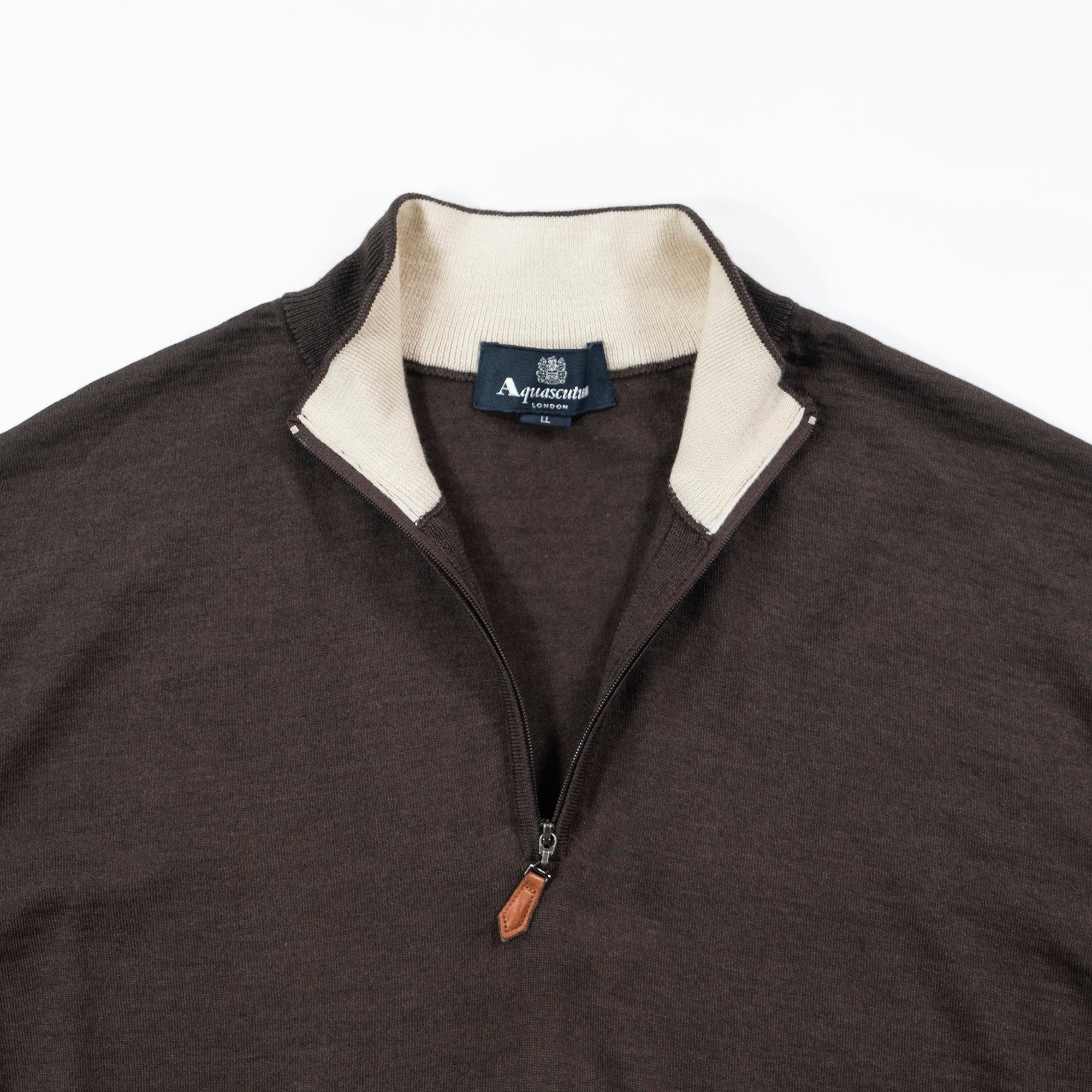 Used Aquascutum Zip Polo Shirt, Silk Blend Knit Sweater, Made in Japan, Men's Fashion, Men's Tops, Men's Polo, Long Sleeve T-Shirt.