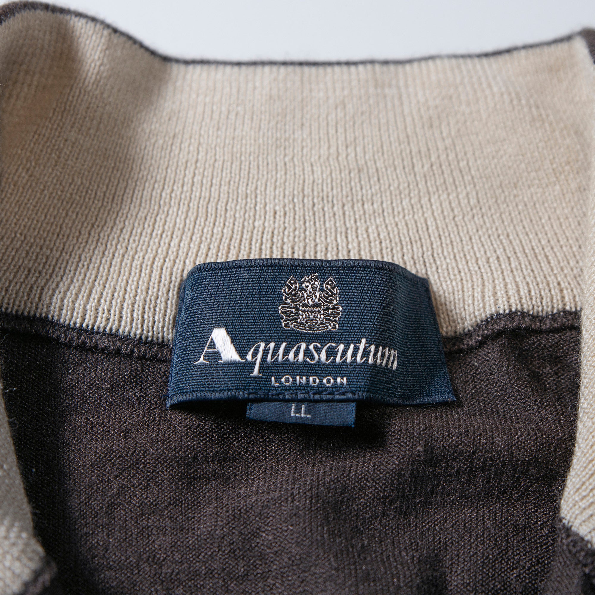 Used Aquascutum Zip Polo Shirt, Silk Blend Knit Sweater, Made in Japan, Men's Fashion, Men's Tops, Men's Polo, Long Sleeve T-Shirt.