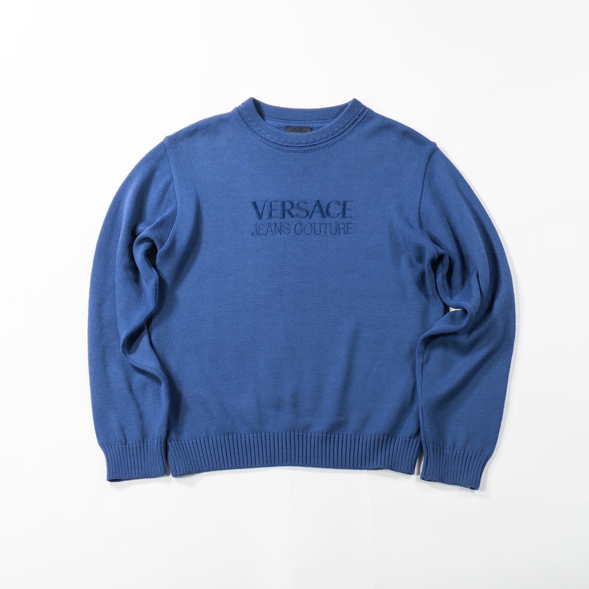 VERSACE Knit, Made in Italy, Blue, VERSACE JEANS COUTURE, Sweater, Tops