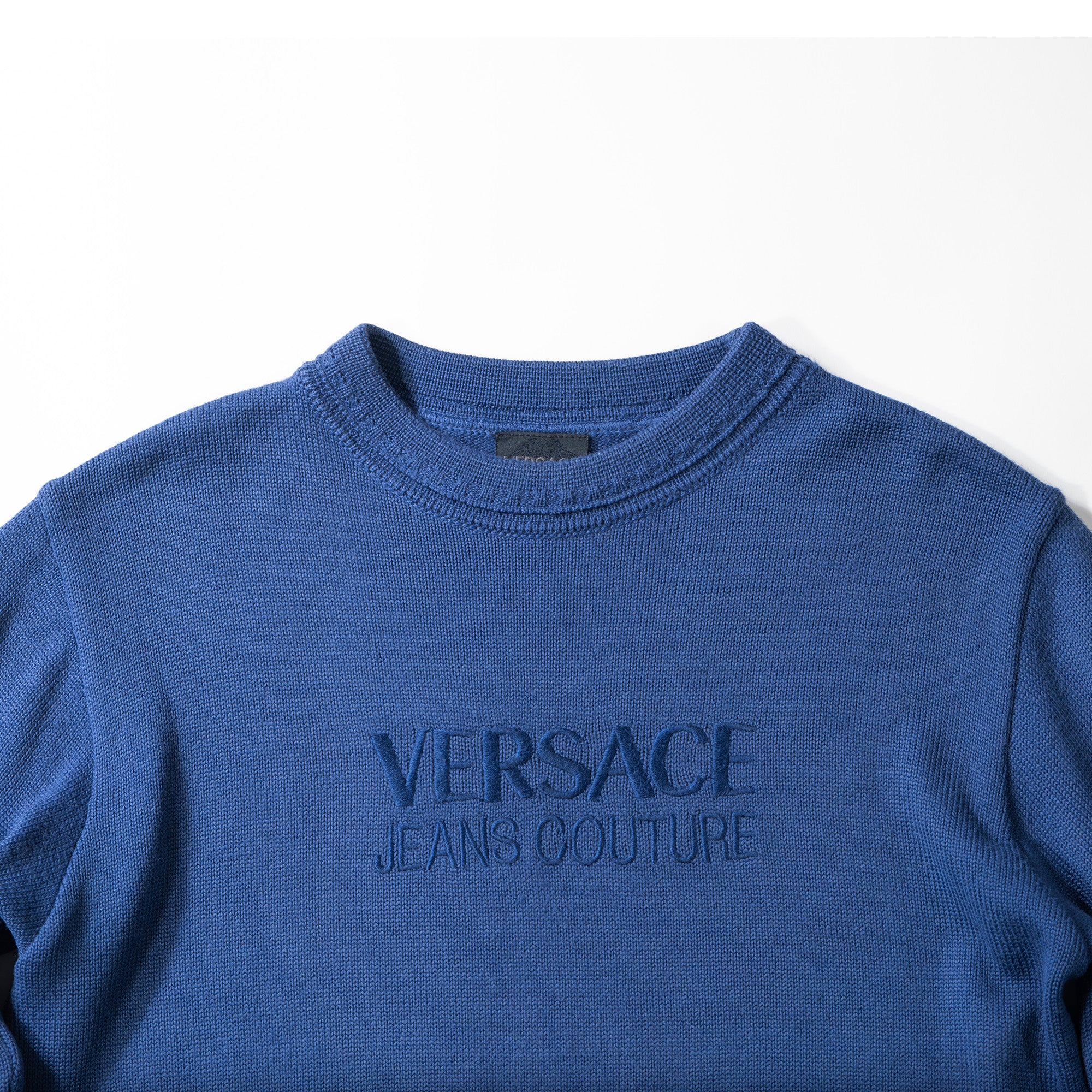 VERSACE Knit, Made in Italy, Blue, VERSACE JEANS COUTURE, Sweater, Tops