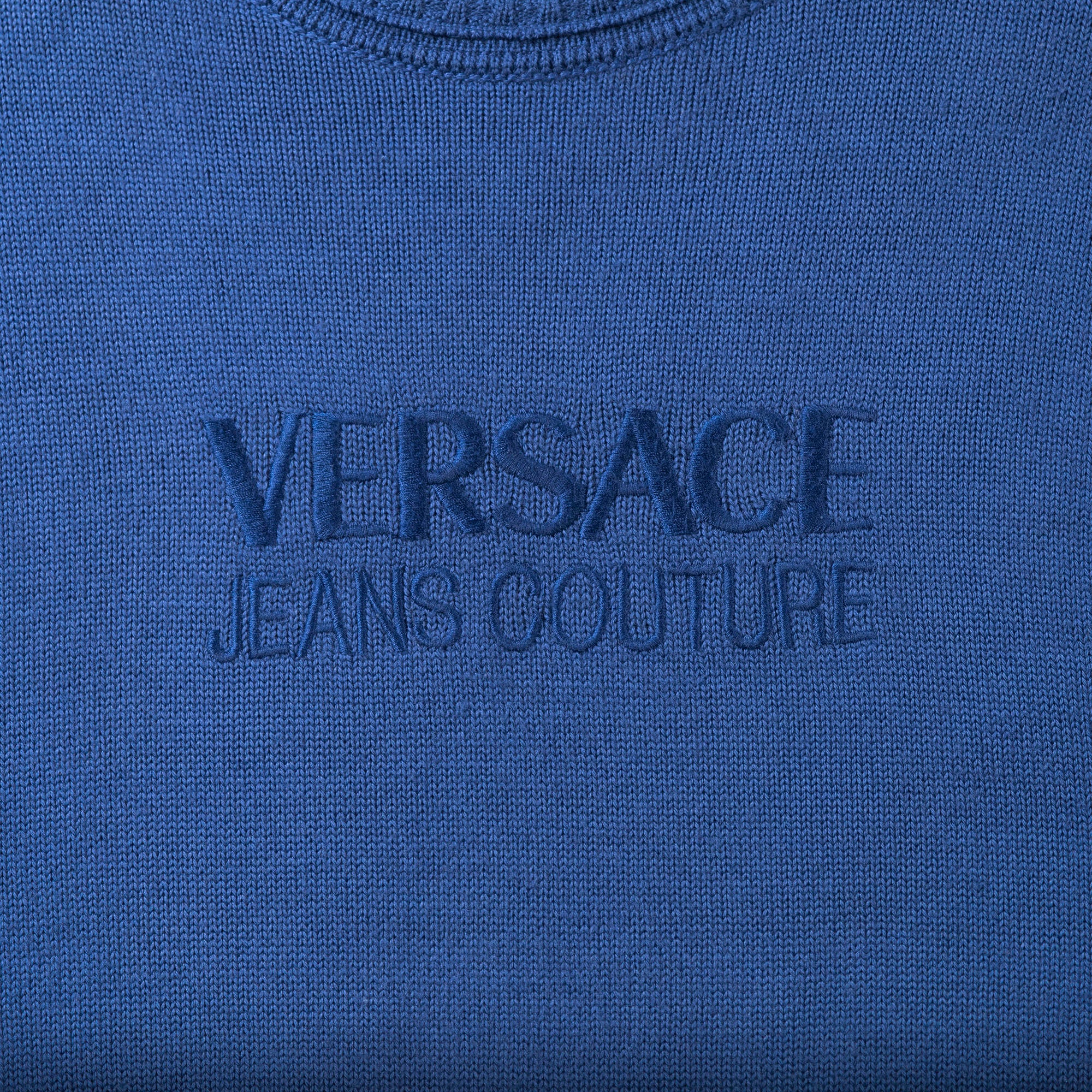 VERSACE Knit, Made in Italy, Blue, VERSACE JEANS COUTURE, Sweater, Tops