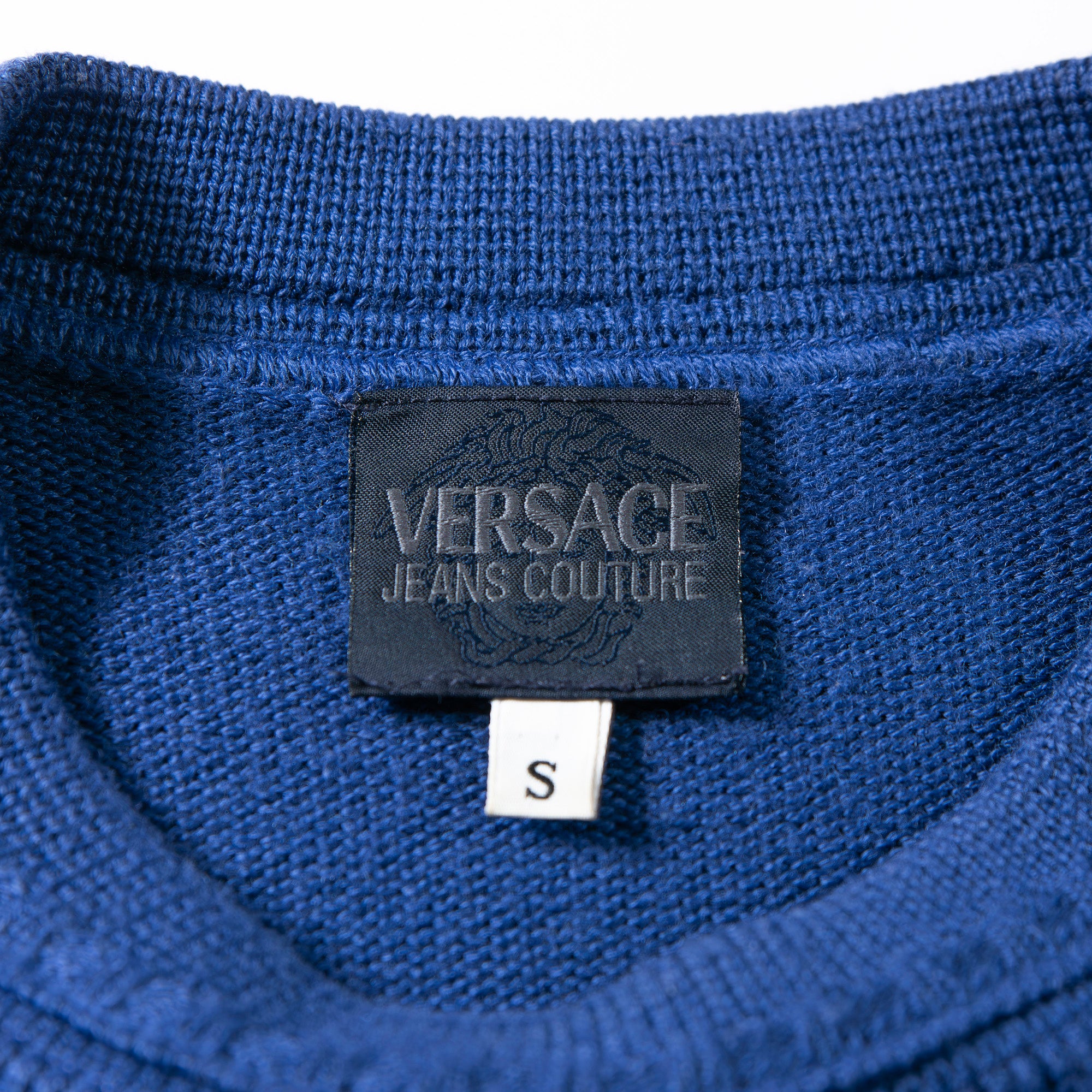 VERSACE Knit, Made in Italy, Blue, VERSACE JEANS COUTURE, Sweater, Tops