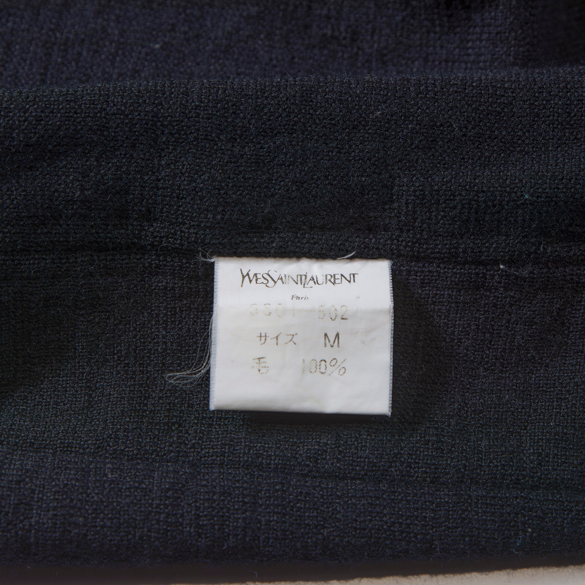 Pre-owned Yves Saint Laurent designer knit sweater in black and pink, 100% wool. 90s men's and women's fashion.