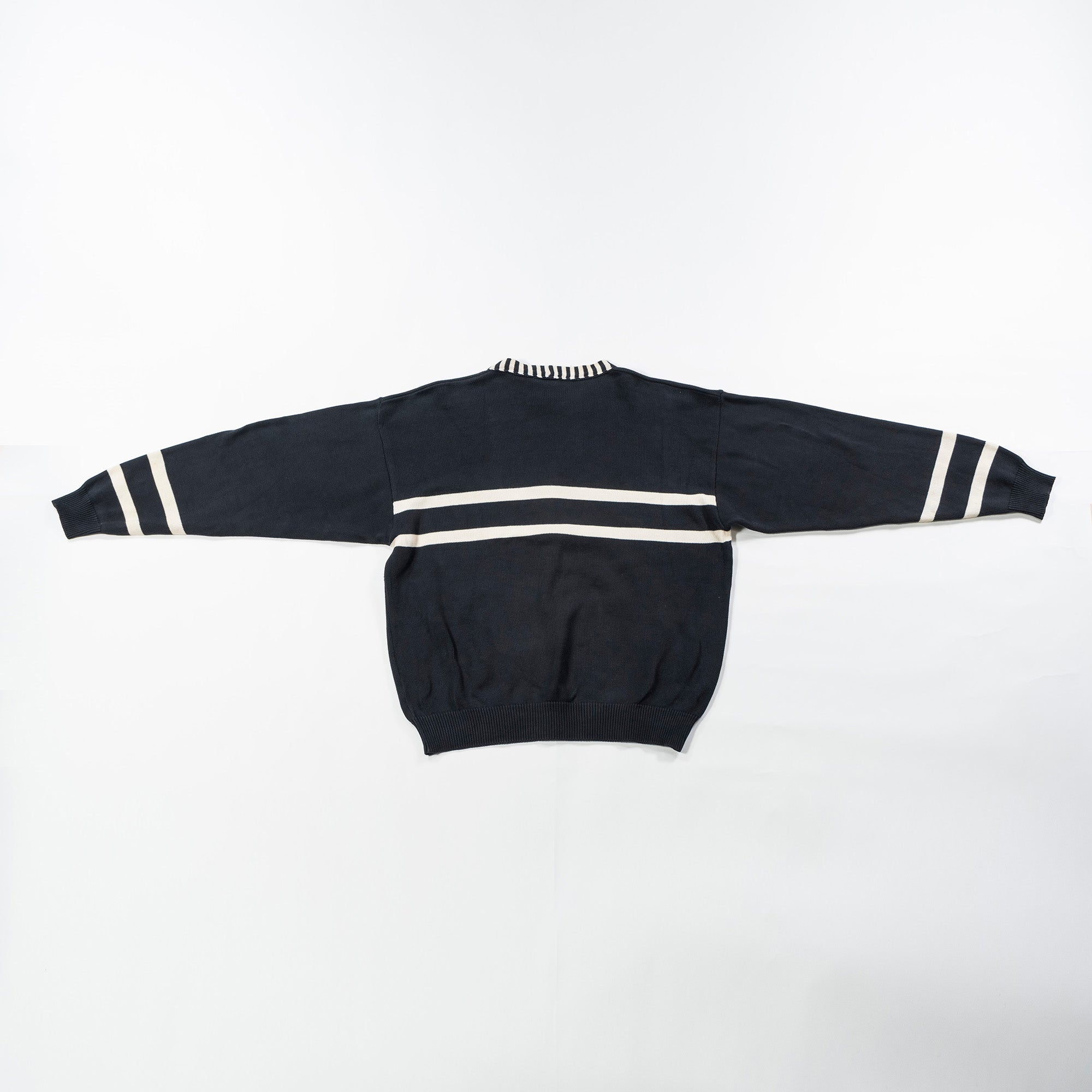 dunhill design knit black x white 100% cotton made in Italy sweater top