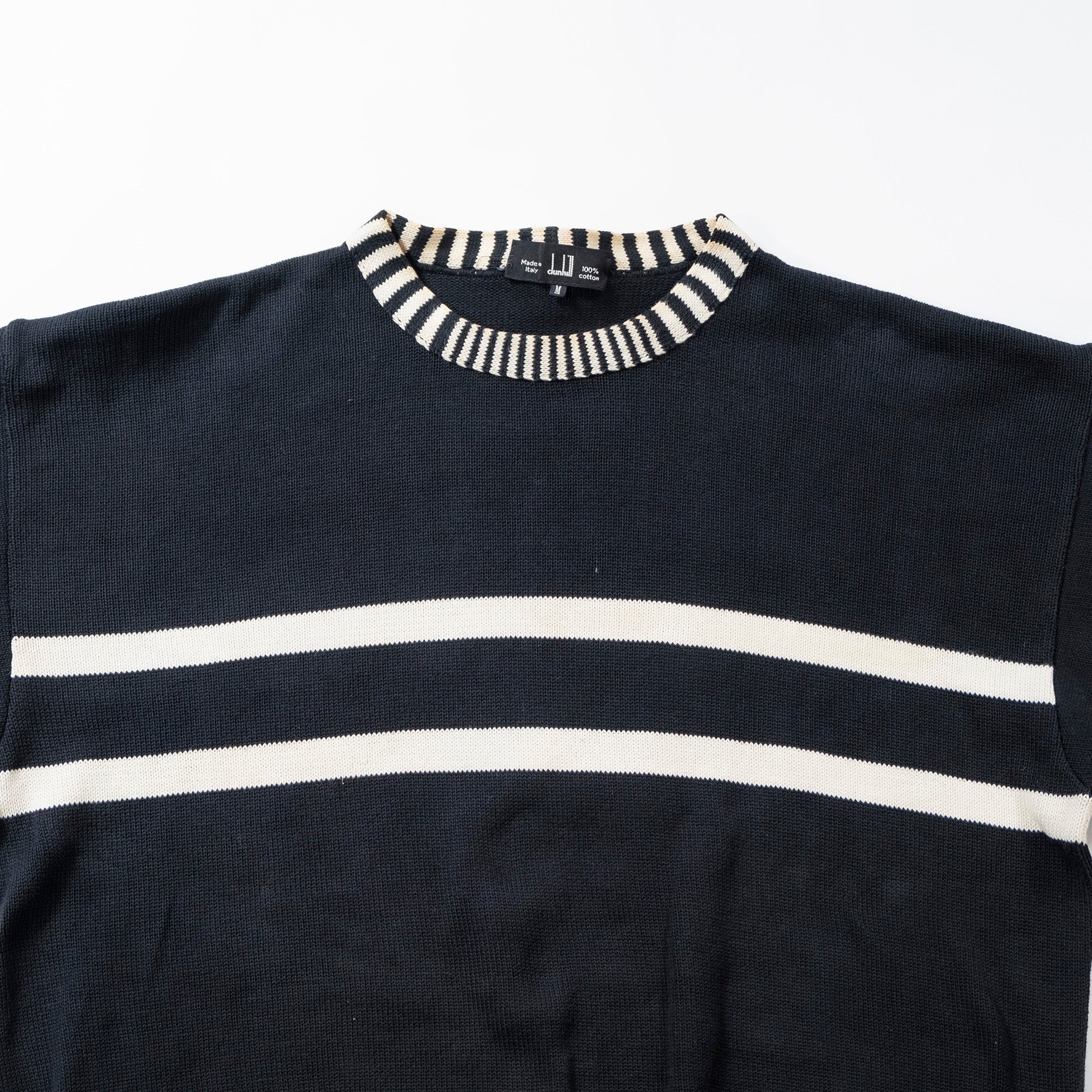 dunhill design knit black x white 100% cotton made in Italy sweater top